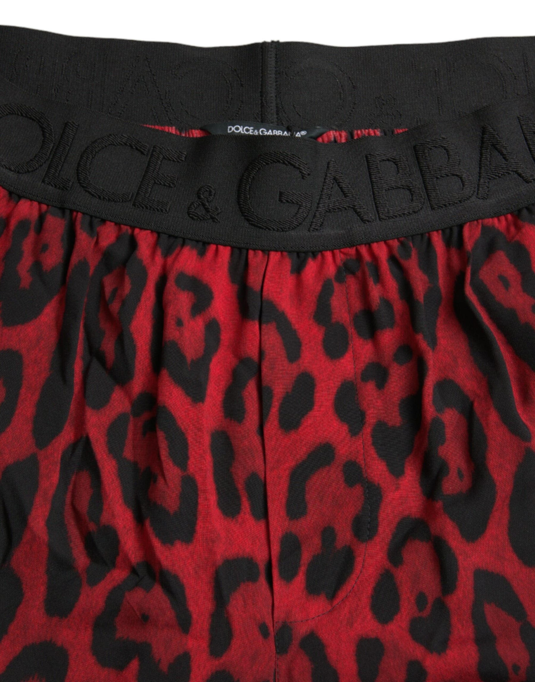 Dolce & Gabbana Red Leopard Print Viscose Bermuda Shorts | Regal Royce