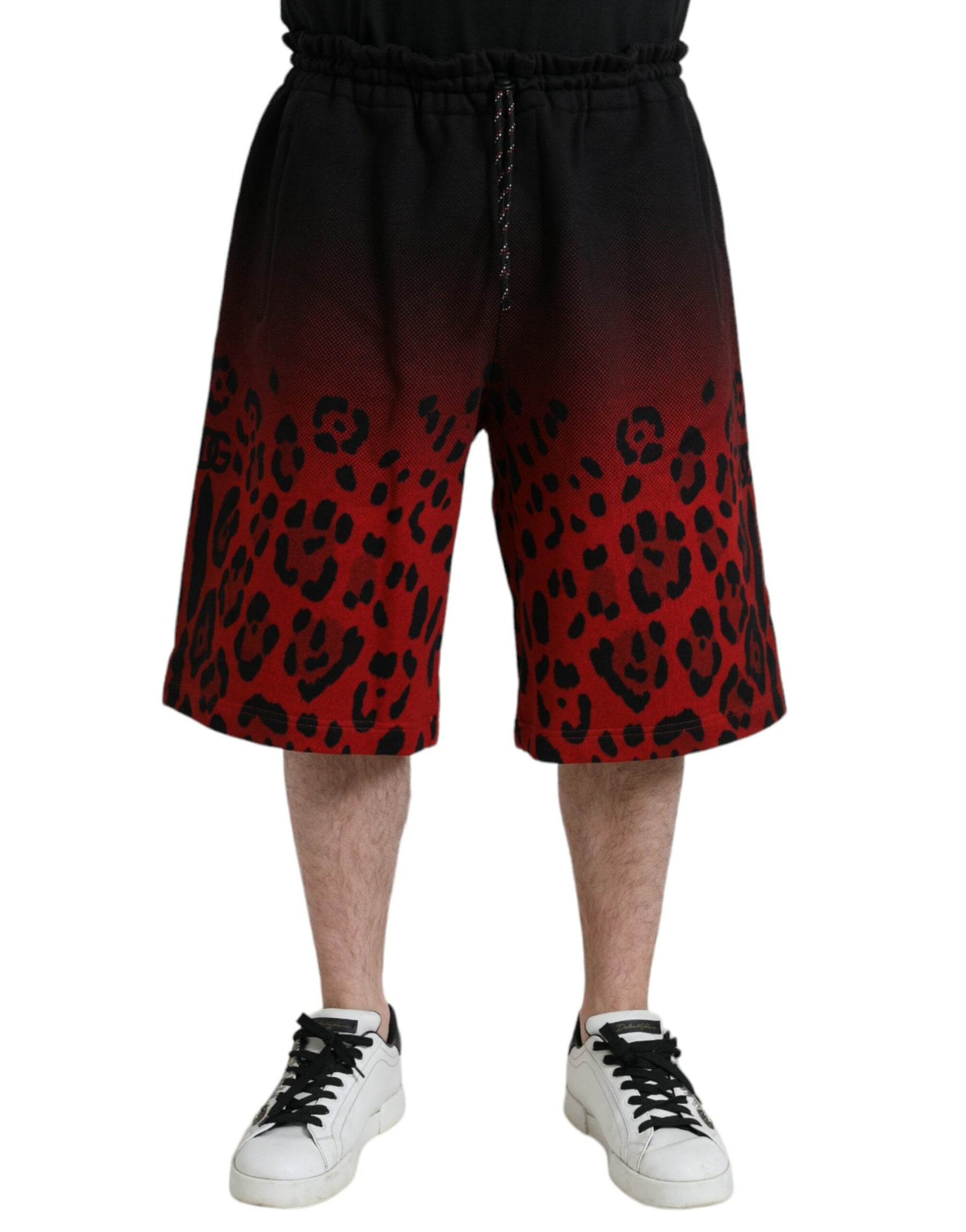 Dolce & Gabbana Red Leopard Print Cotton Bermuda Shorts | Regal Royce