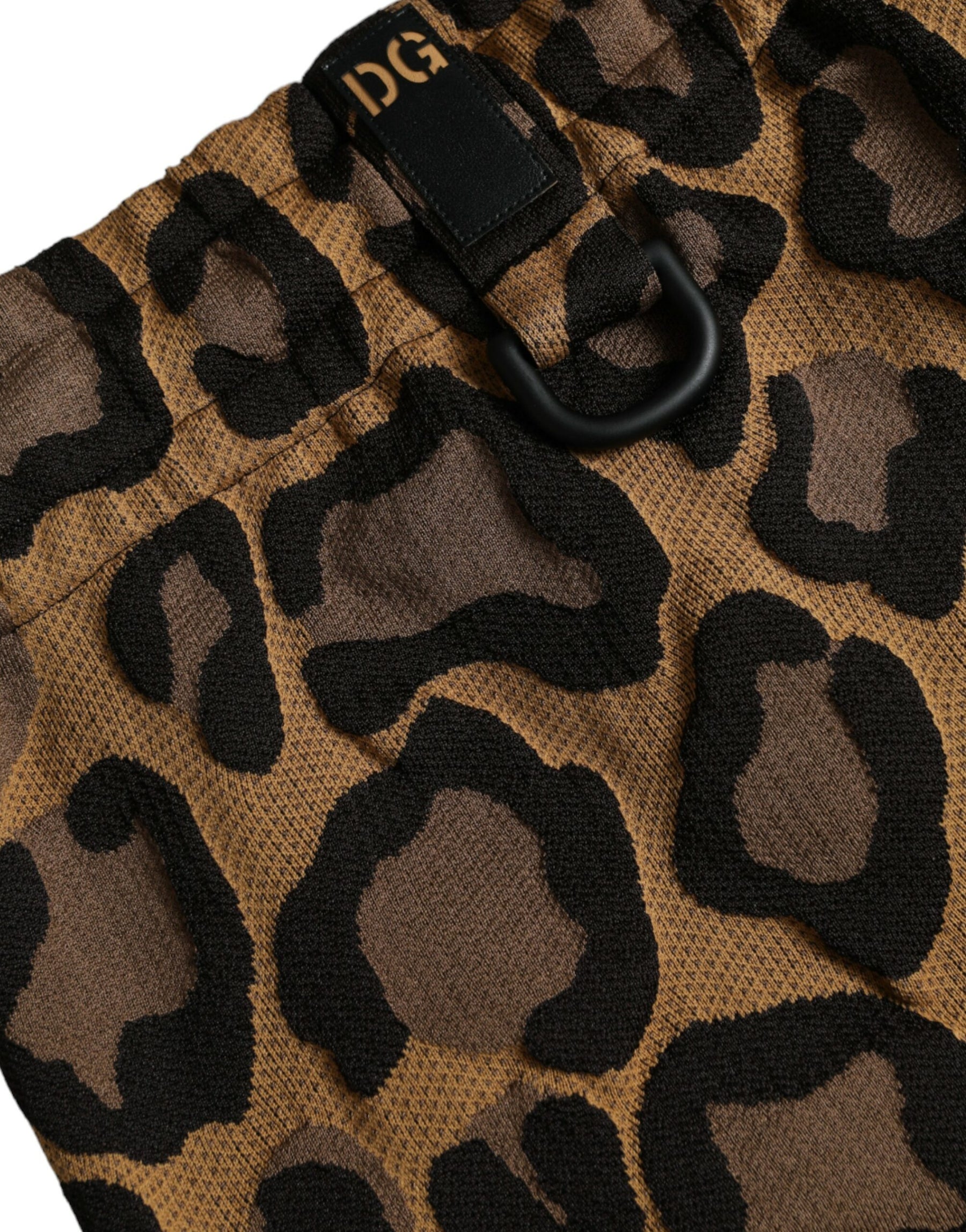 Dolce & Gabbana Brown Leopard Print Polyester Jogger Pants | Regal Royce