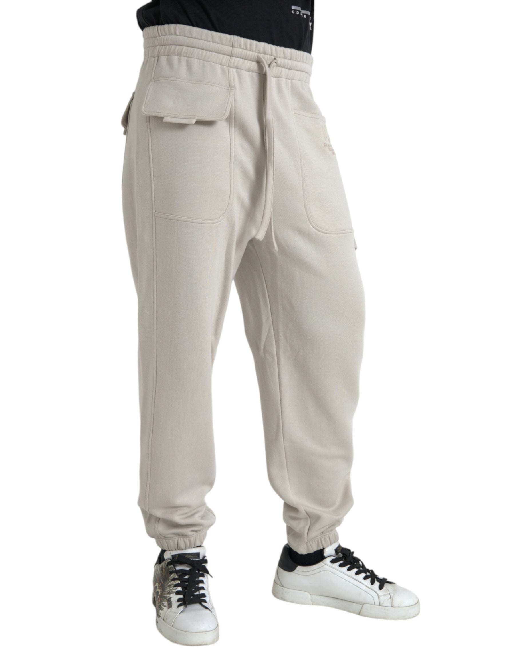 Dolce & Gabbana Off White Viscose Cargo Jogger Sweatpants Pants | Regal Royce