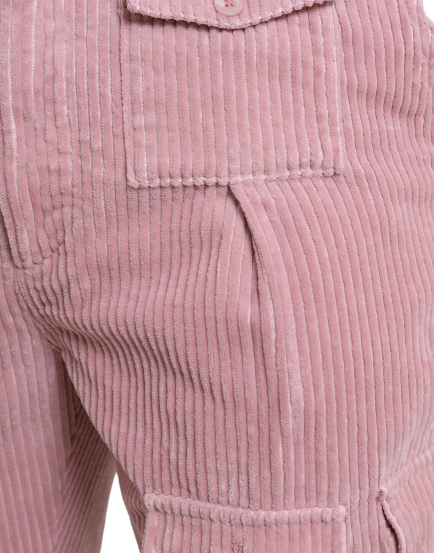 Dolce & Gabbana Pink Corduroy Cotton Stretch Skinny Cargo Jeans | Regal Royce