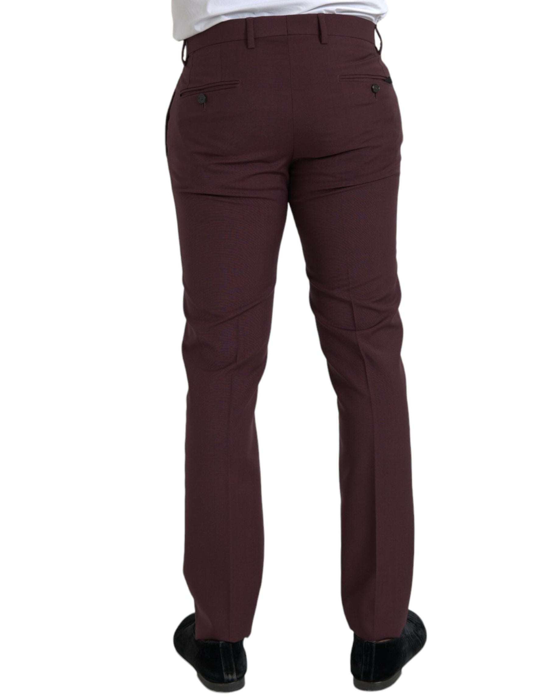 Dolce & Gabbana Maroon Wool Men Slim Fit Dress Pants | Regal Royce