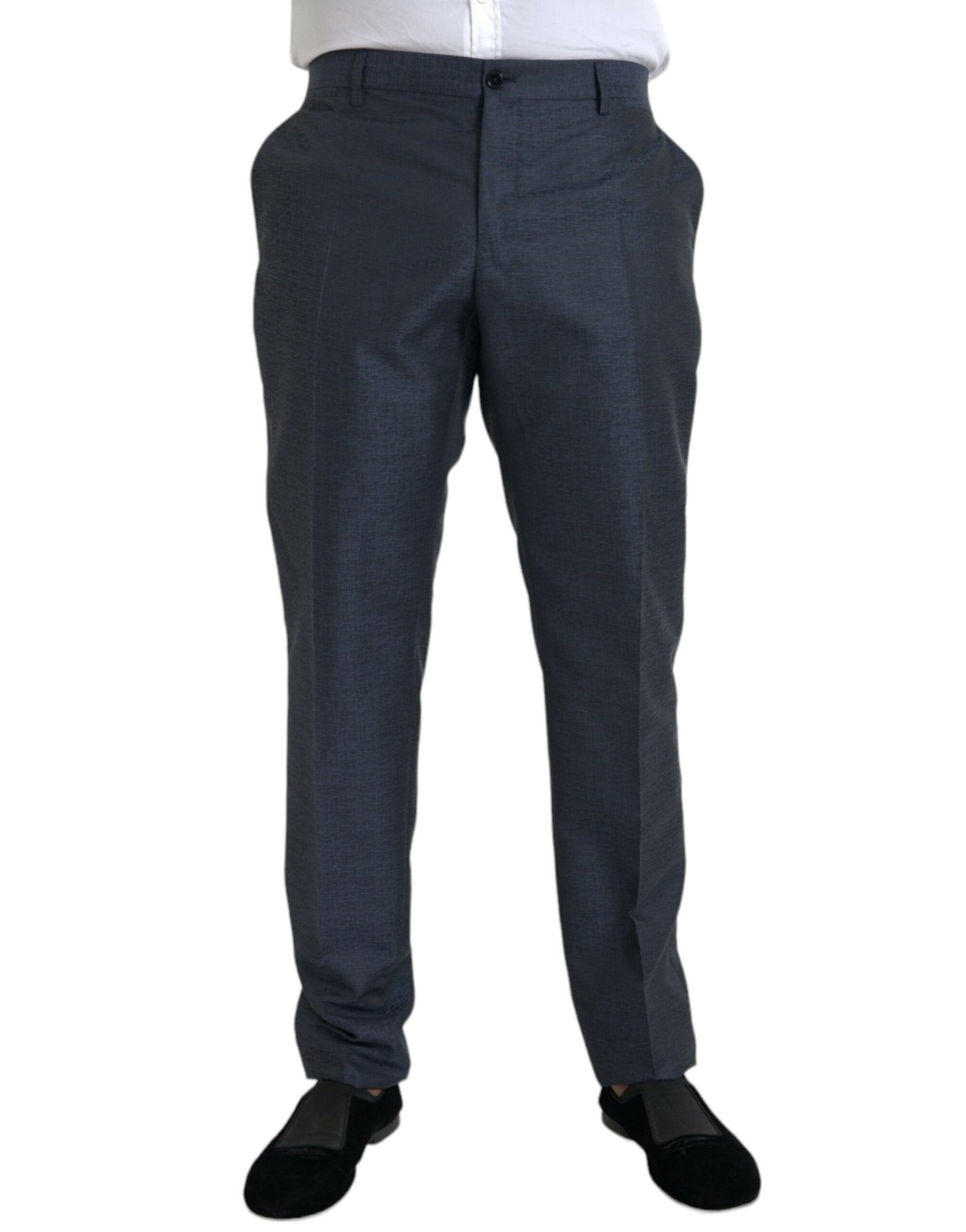 Dolce & Gabbana Blue Wool Men Skinny Dress Pants | Regal Royce