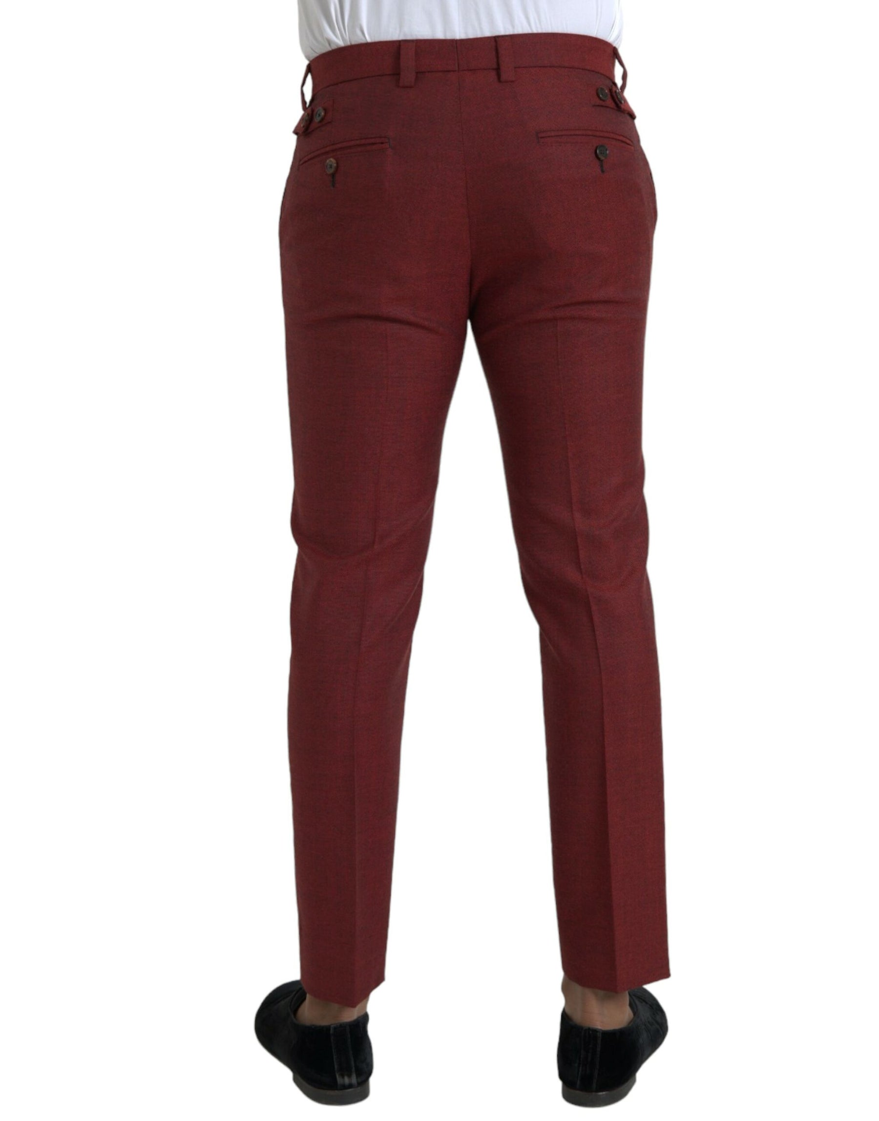 Dolce & Gabbana Maroon Wool Men Skinny Dress Pants | Regal Royce