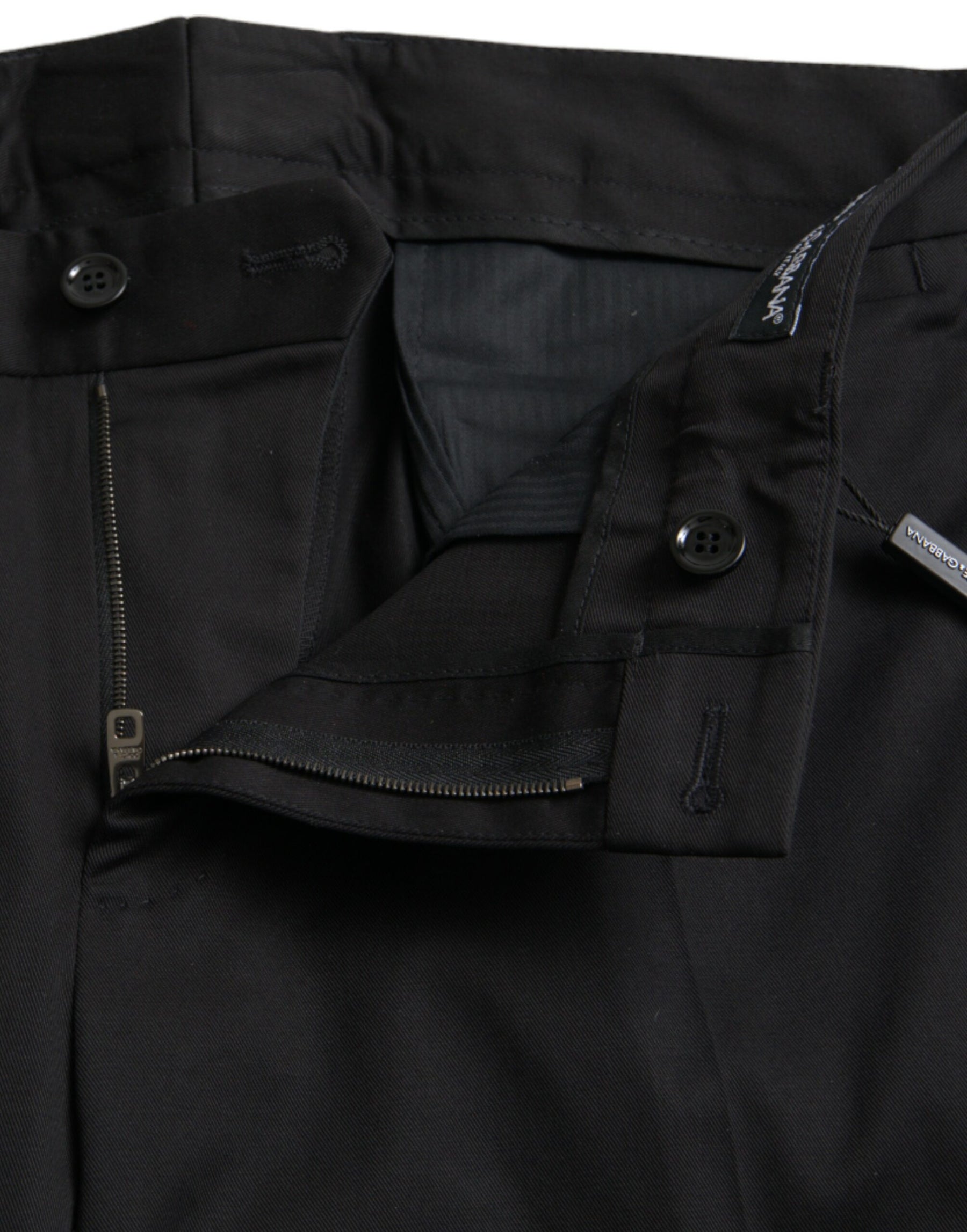 Dolce & Gabbana Black Cotton Stretch Skinny Dress Pants | Regal Royce