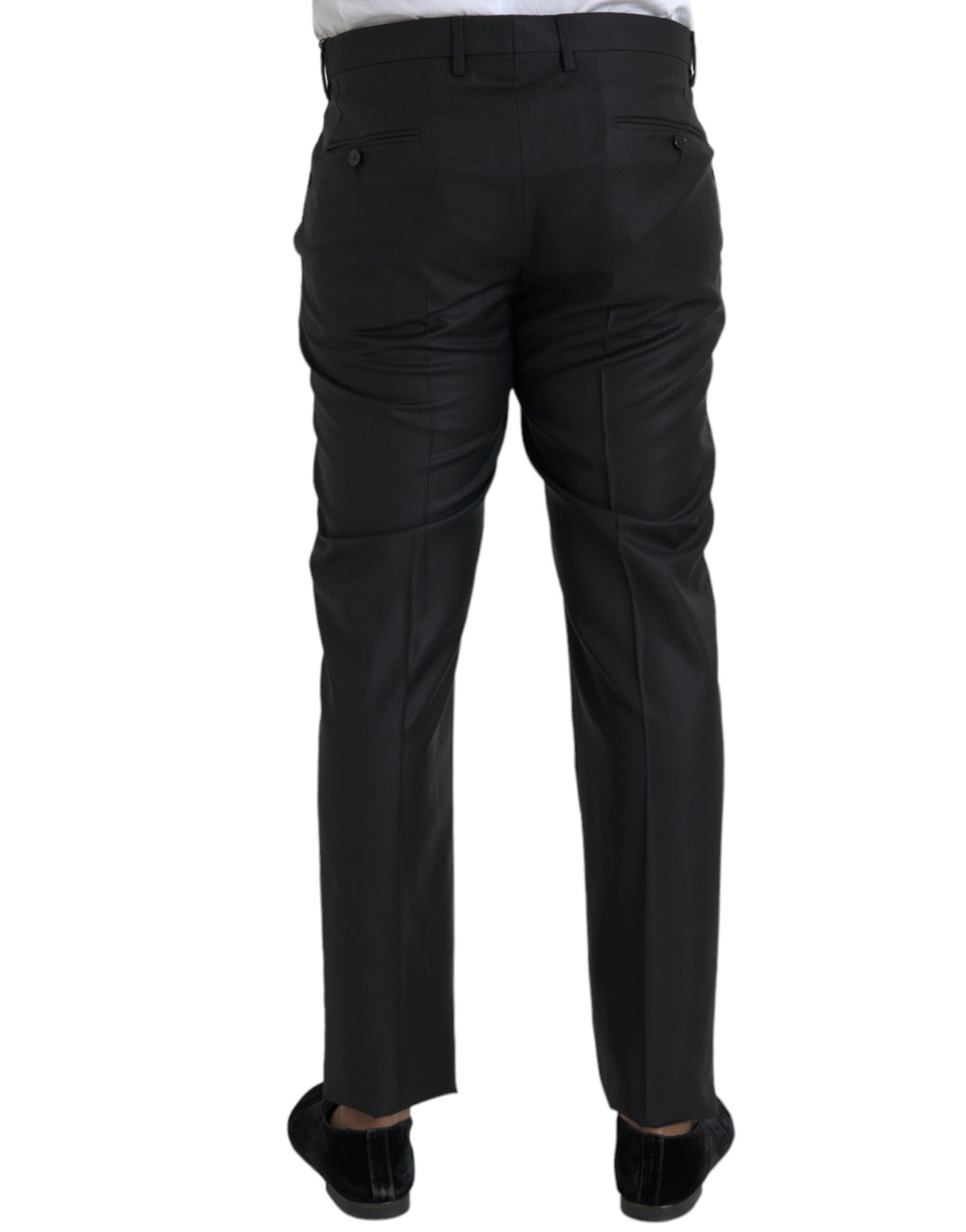 Dolce & Gabbana Black Wool Silk Skinny Dress Pants | Regal Royce