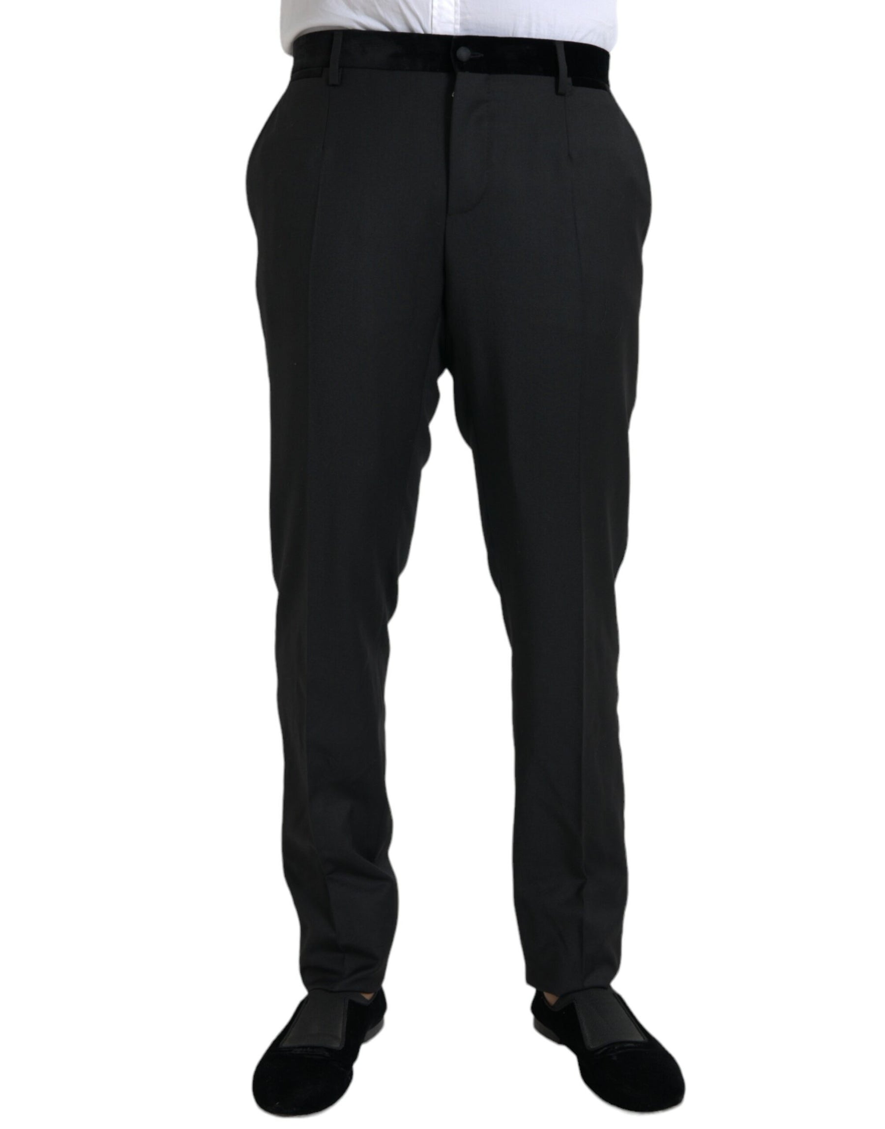 Dolce & Gabbana Black Silk Men Skinny Dress Pants | Regal Royce