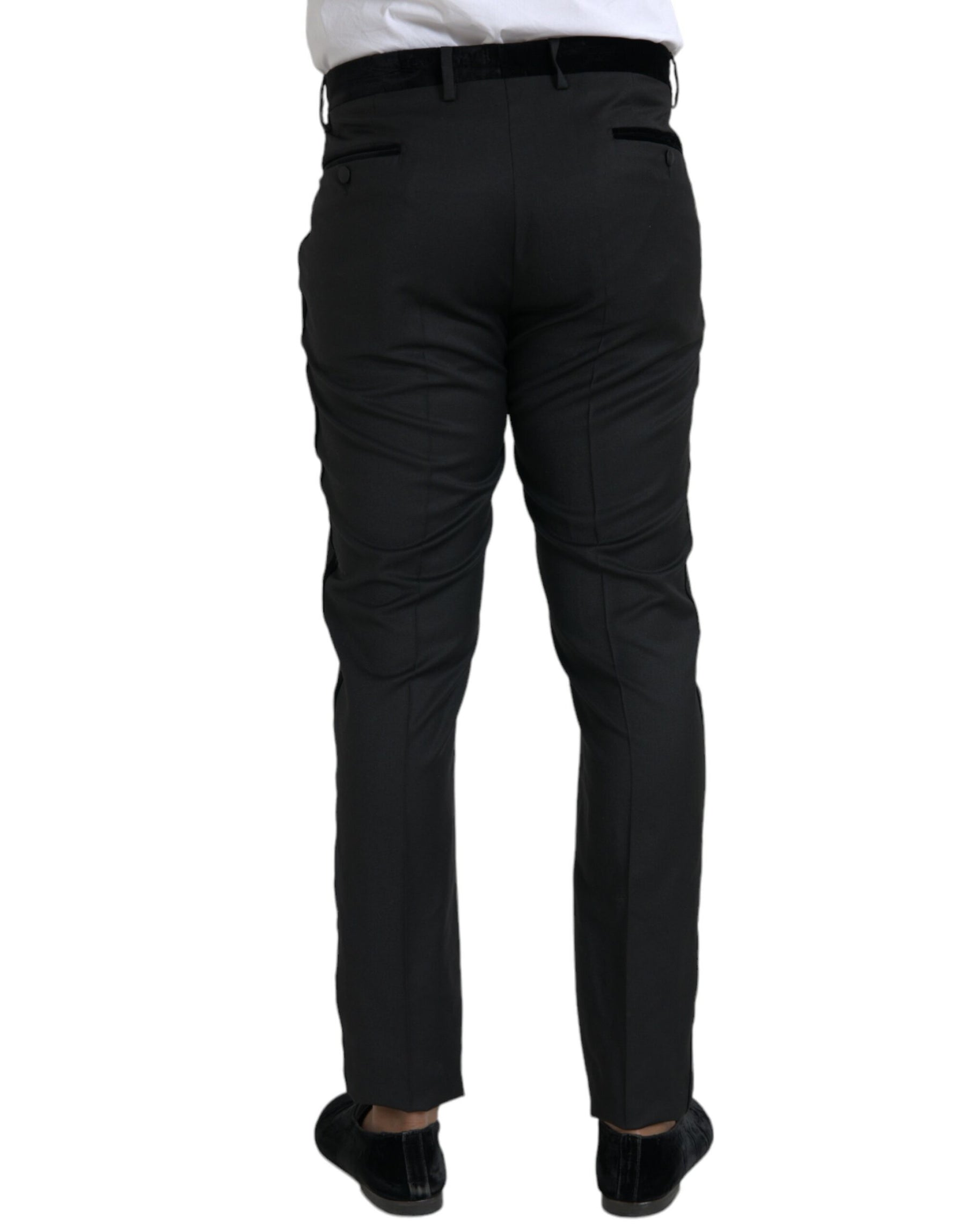 Dolce & Gabbana Black Silk Men Skinny Dress Pants | Regal Royce