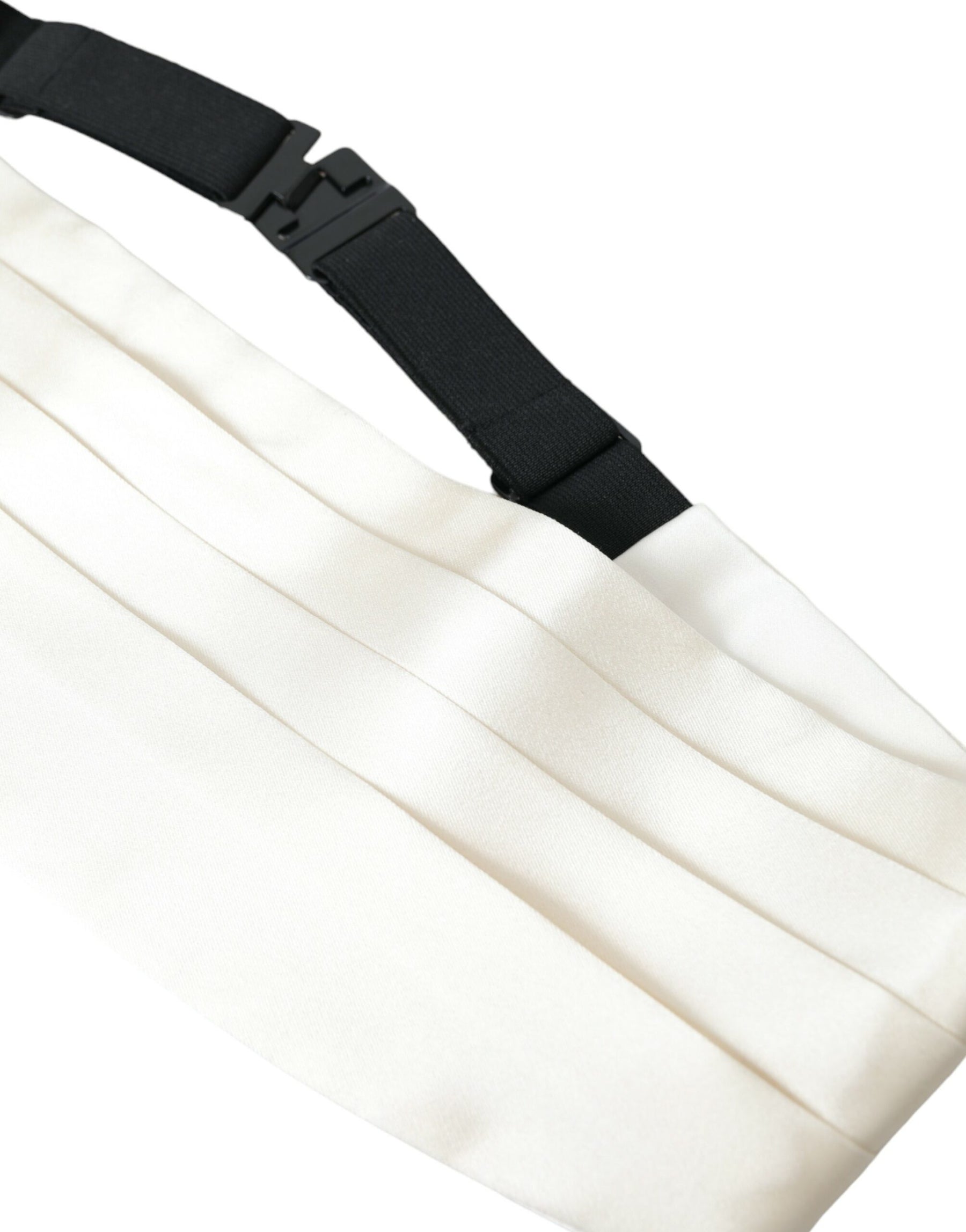 Dolce & Gabbana White Men Wide Waist Silk Belt Cummerbund | Regal Royce