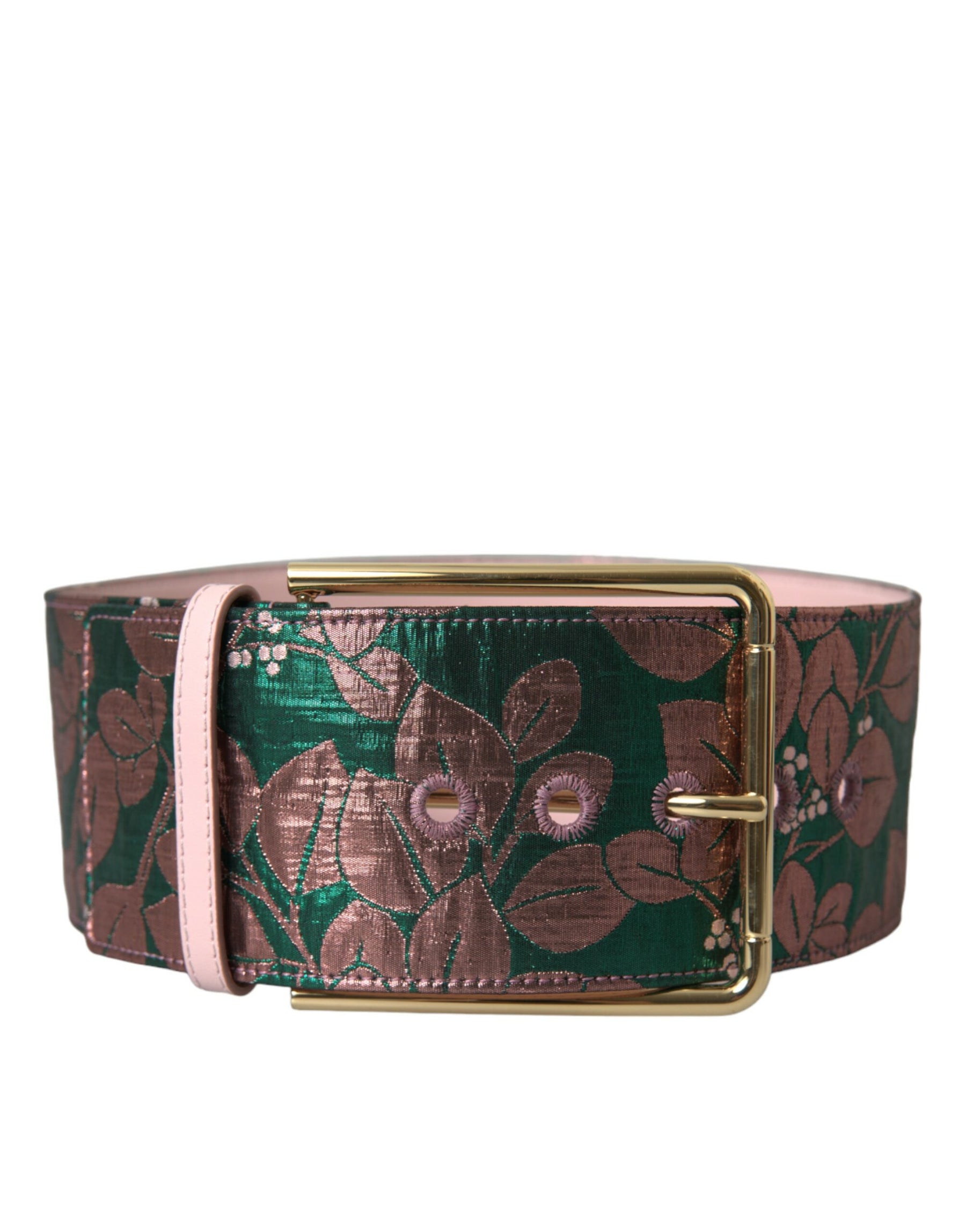 Dolce & Gabbana Multicolor Floral Jacquard Lurex Gold Buckle Belt | Regal Royce