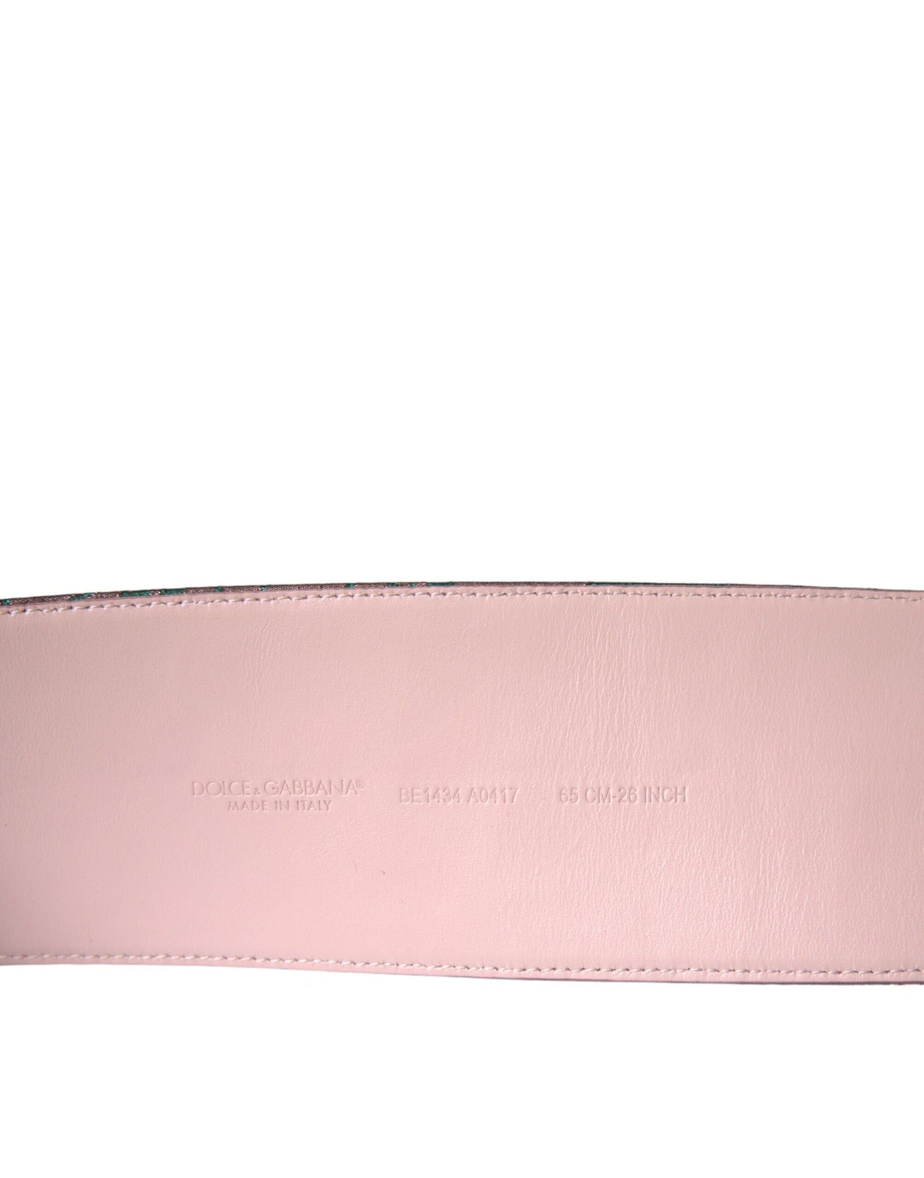 Dolce & Gabbana Multicolor Floral Jacquard Lurex Gold Buckle Belt | Regal Royce