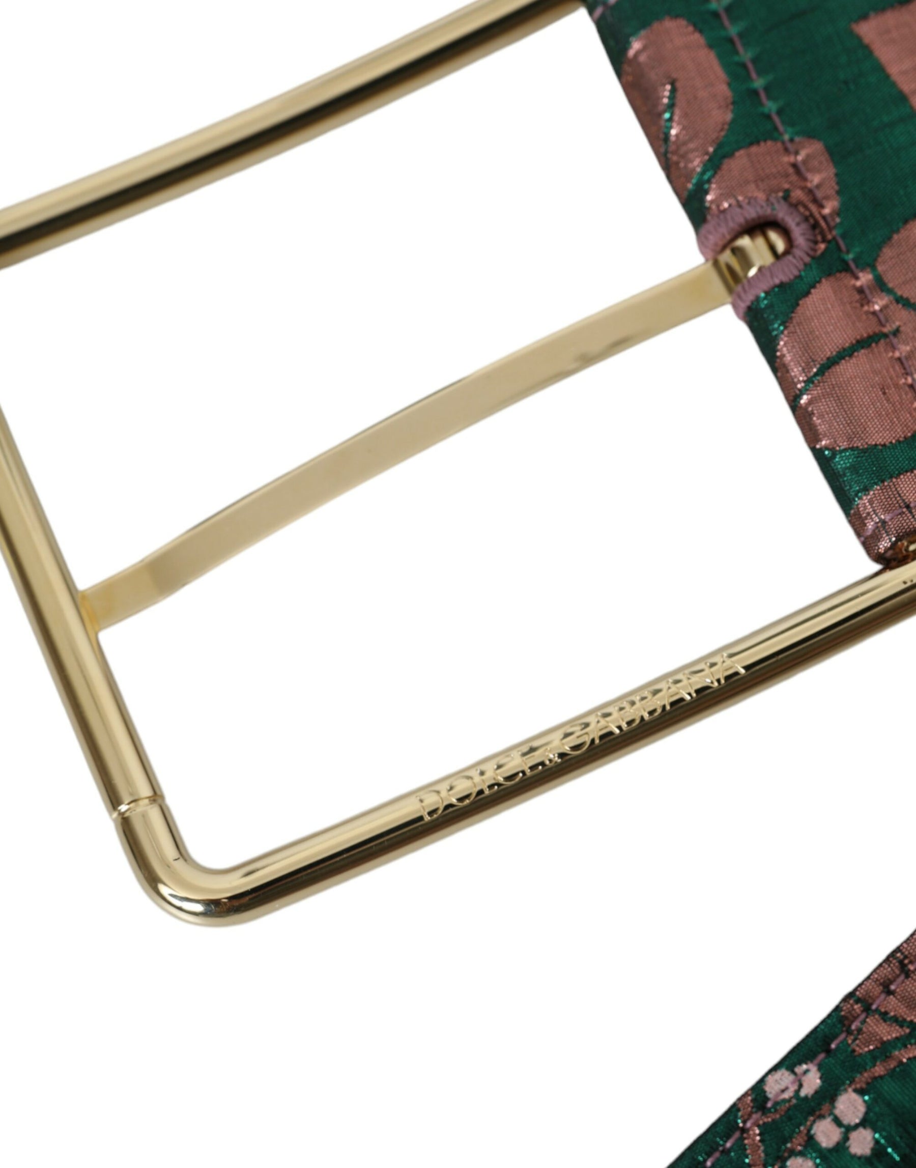 Dolce & Gabbana Multicolor Floral Jacquard Lurex Gold Buckle Belt | Regal Royce