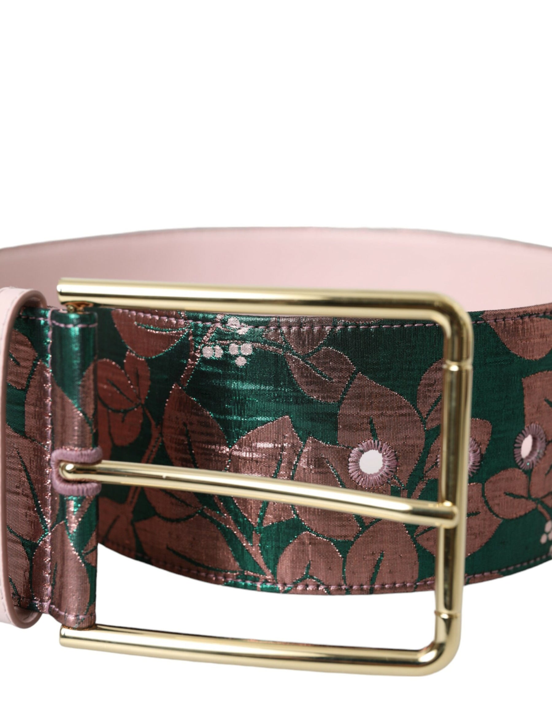 Dolce & Gabbana Multicolor Floral Jacquard Lurex Gold Buckle Belt | Regal Royce