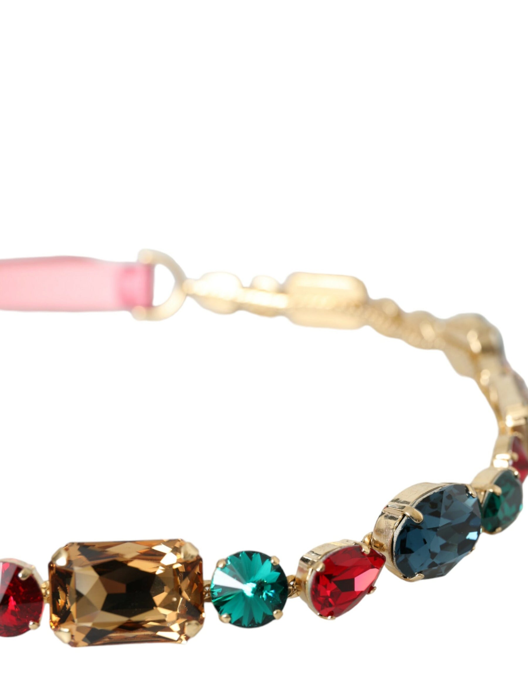 Dolce & Gabbana Pink Leather Crystal Chain Embellished Belt | Regal Royce