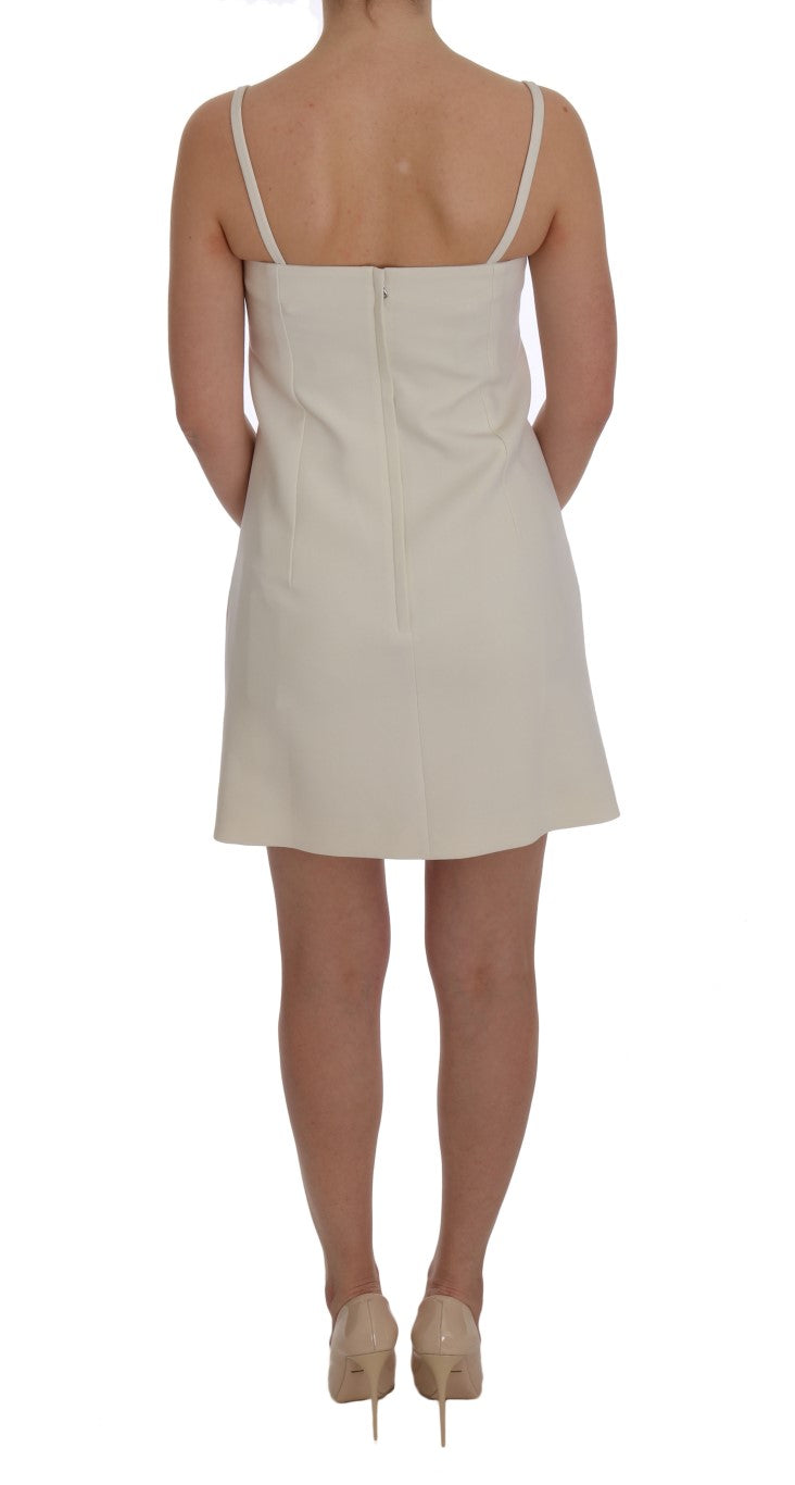 Dolce & Gabbana White Wool Stretch Brooch Shift Dress | Regal Royce