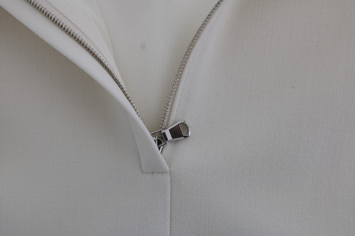 Dolce & Gabbana White Wool Stretch Brooch Shift Dress | Regal Royce