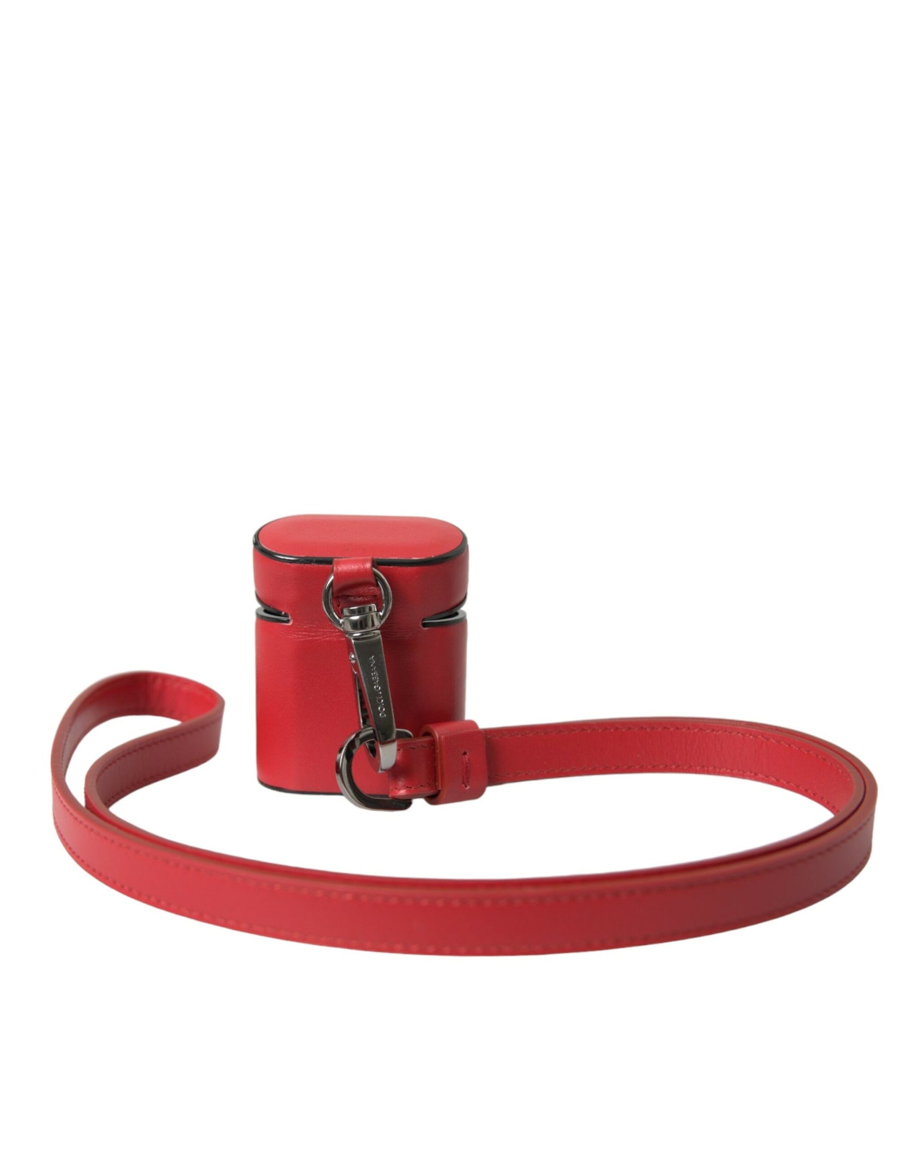 Dolce & Gabbana Red Calfskin Leather Logo Print Strap Men Airpods Case | Regal Royce