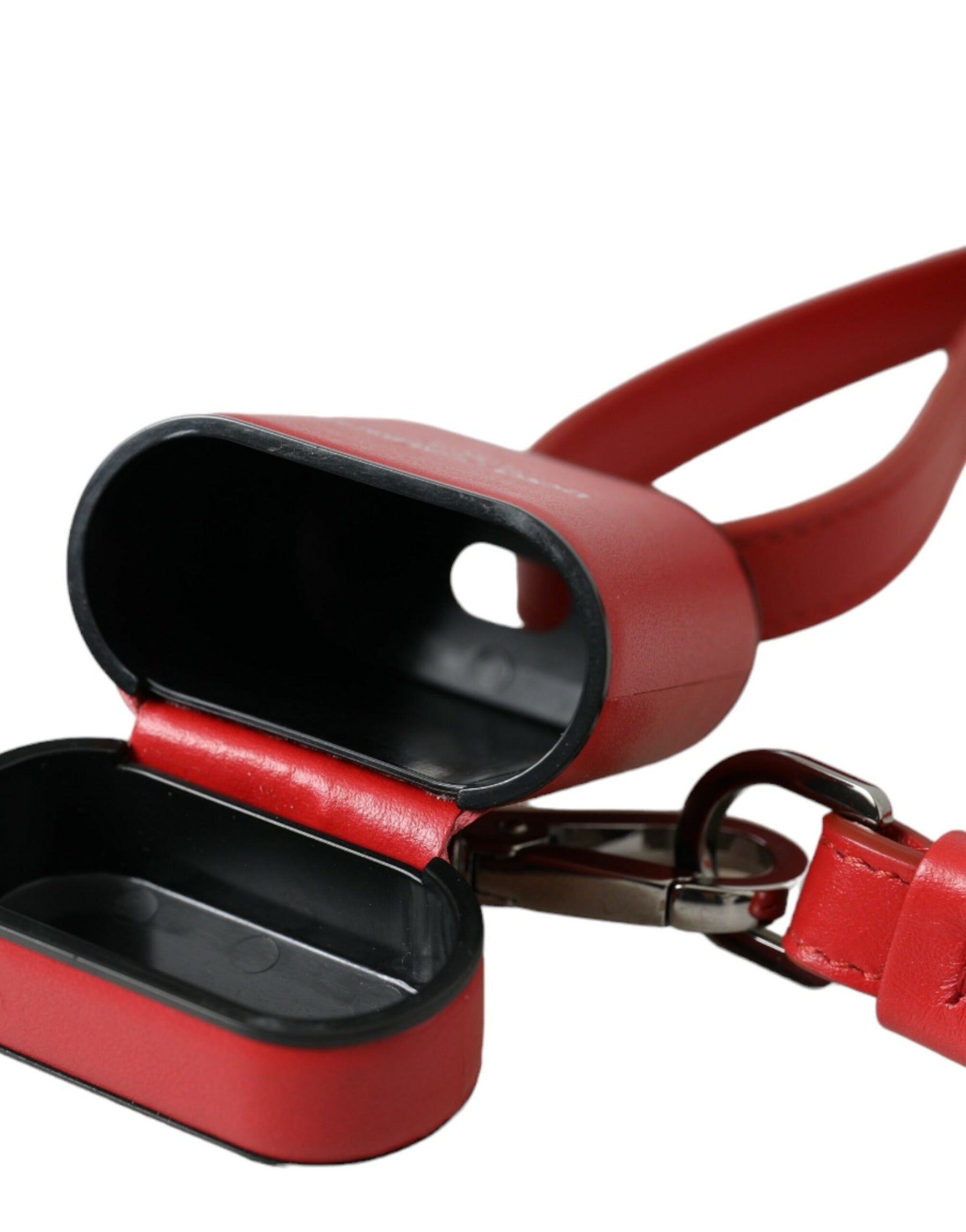 Dolce & Gabbana Red Calfskin Leather Logo Print Strap Men Airpods Case | Regal Royce