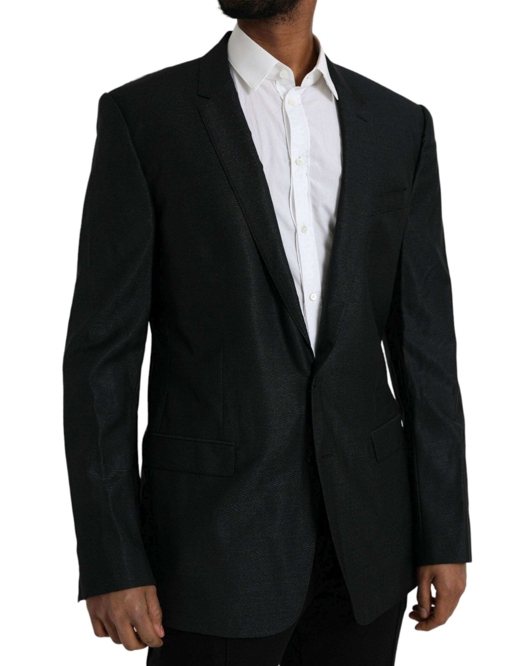 Dolce & Gabbana Black Wool Notch SingleBreasted Coat Blazer | Regal Royce