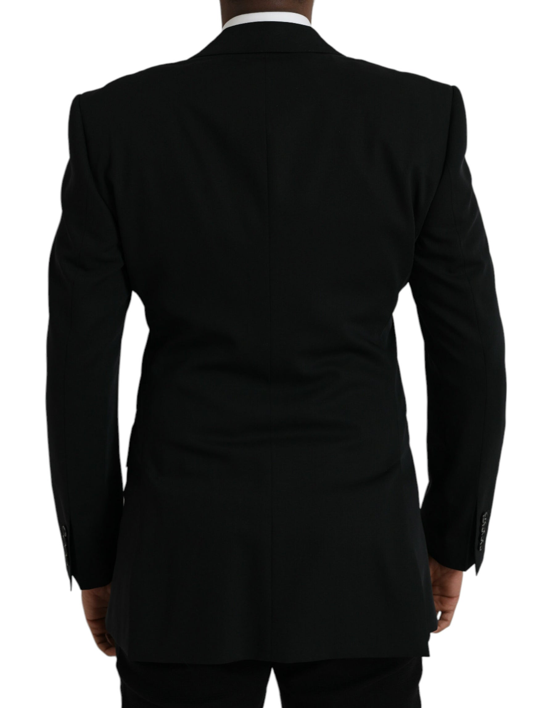 Dolce & Gabbana Black Wool Peak Single Breasted Coat Blazer | Regal Royce