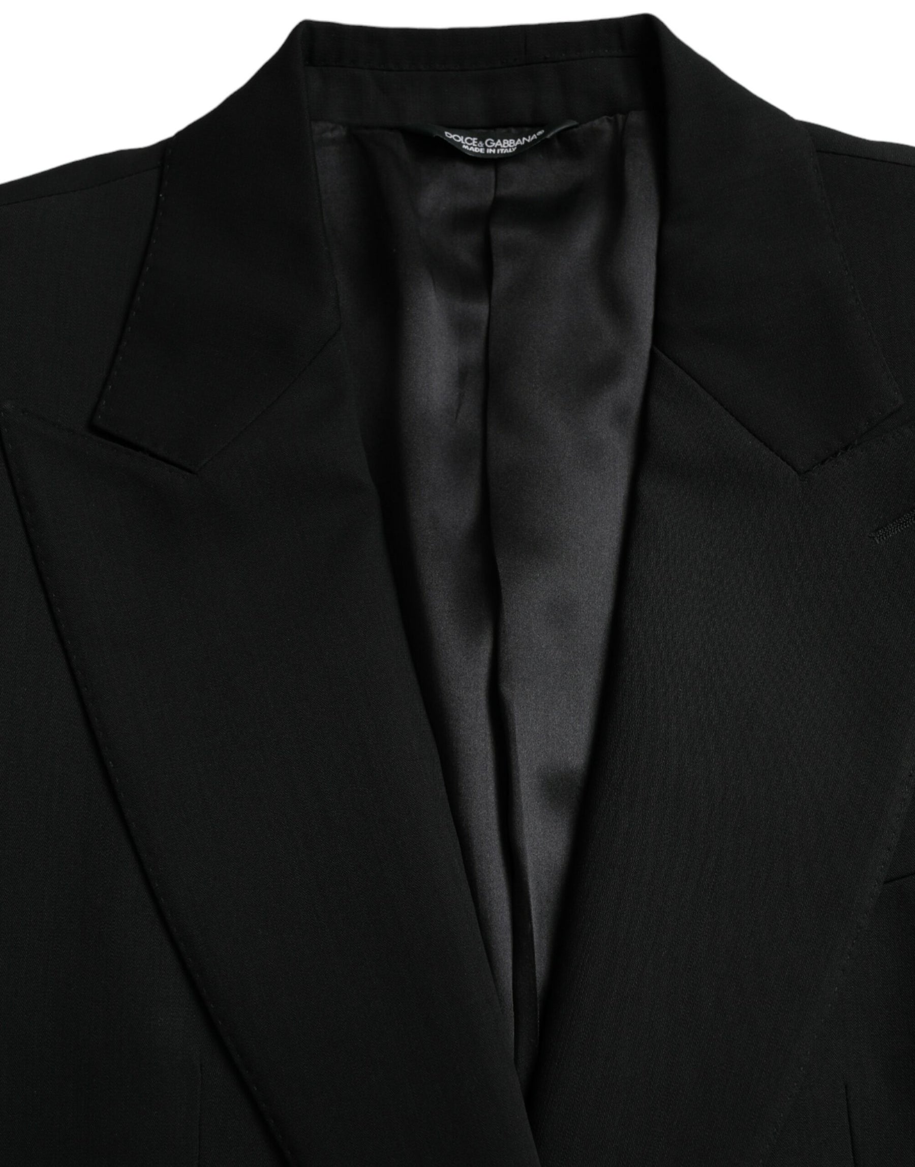 Dolce & Gabbana Black Wool Peak Single Breasted Coat Blazer | Regal Royce