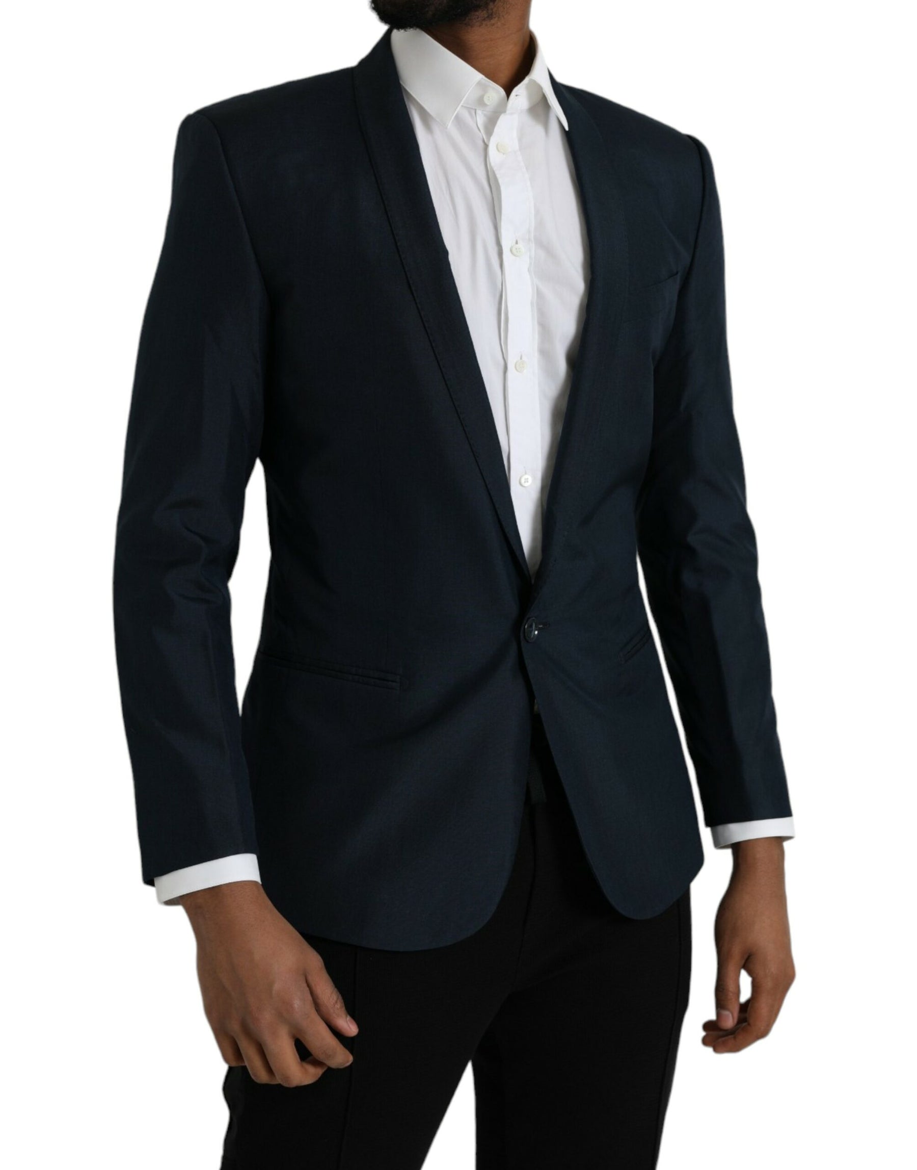 Dolce & Gabbana Blue GOLD Notch Single Breasted Coat Blazer | Regal Royce