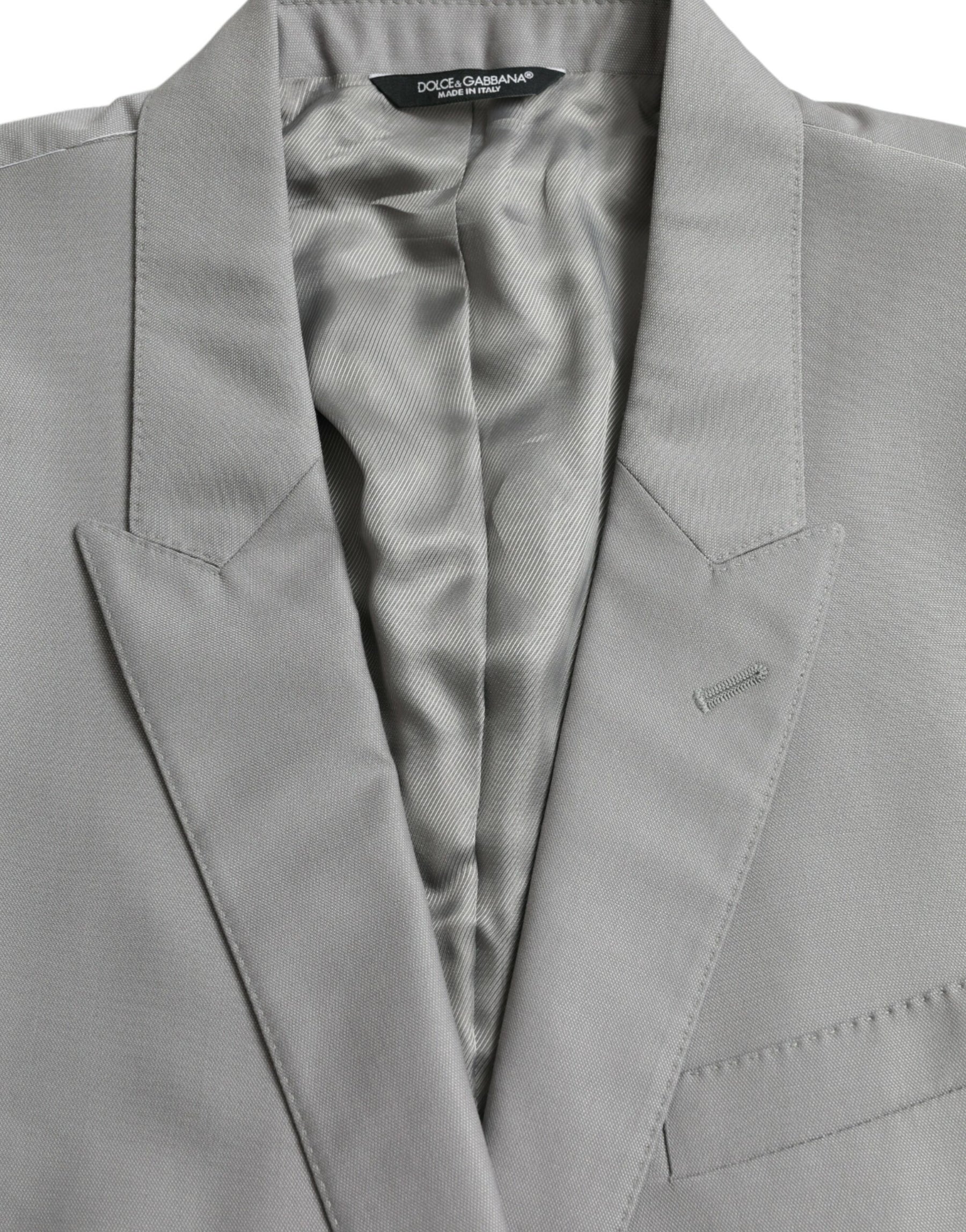 Dolce & Gabbana Gray Wool Peak Single Breasted Coat Blazer | Regal Royce