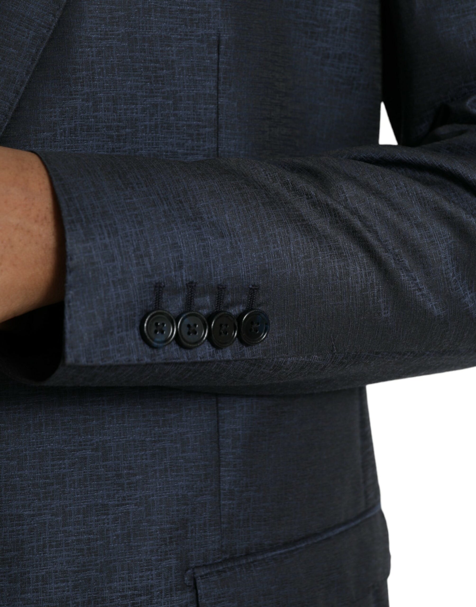 Dolce & Gabbana Blue Wool GOLD Single Breasted Coat Blazer | Regal Royce