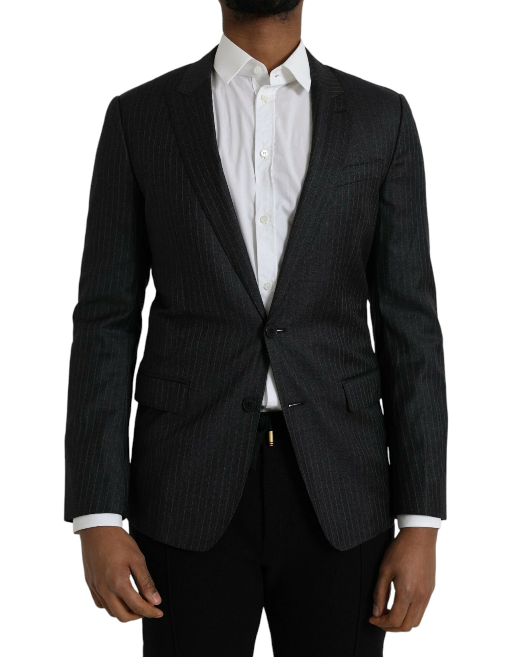 Dolce & Gabbana Black Stripe MARTINI Single Breasted Coat Blazer | Regal Royce