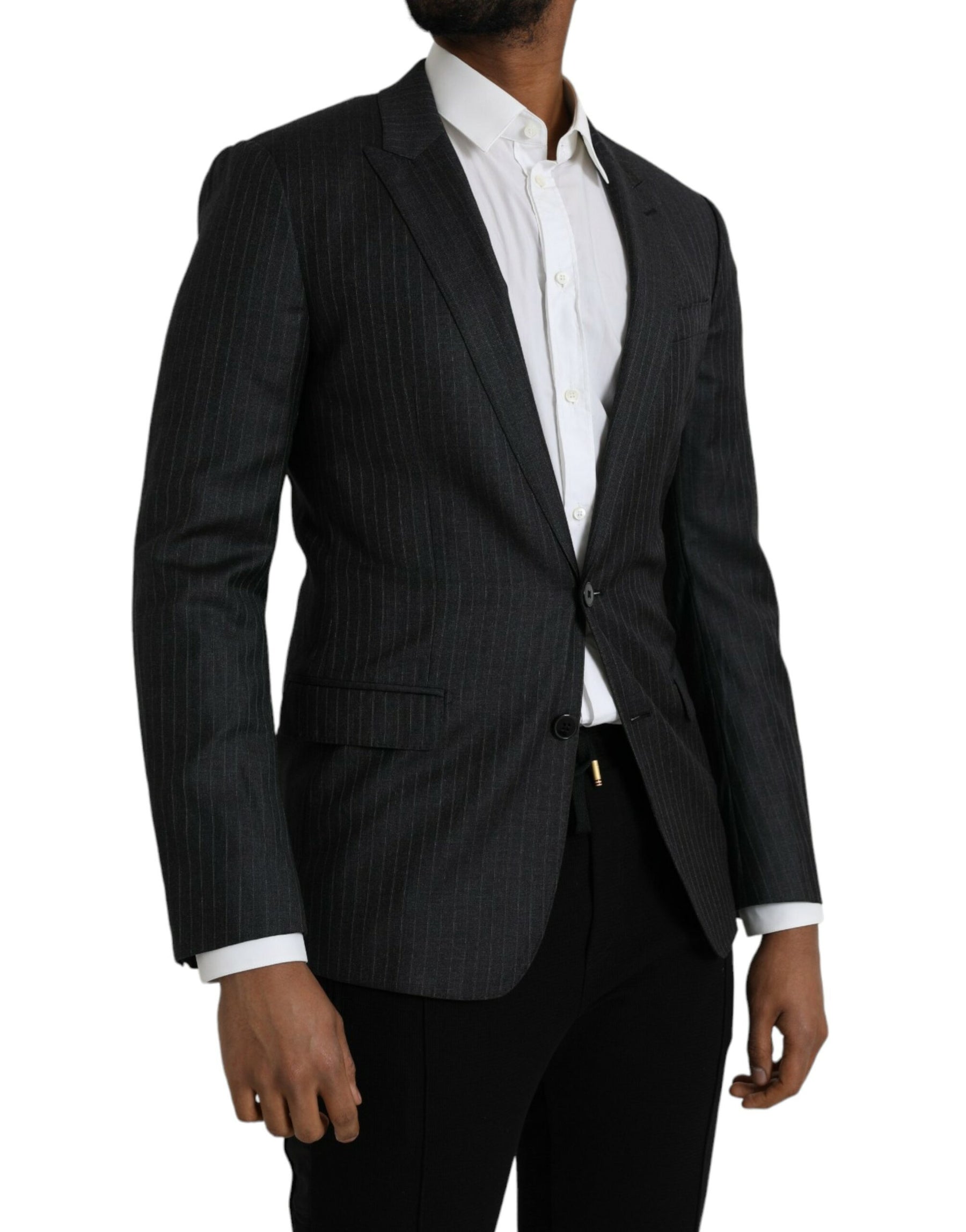 Dolce & Gabbana Black Stripe MARTINI Single Breasted Coat Blazer | Regal Royce