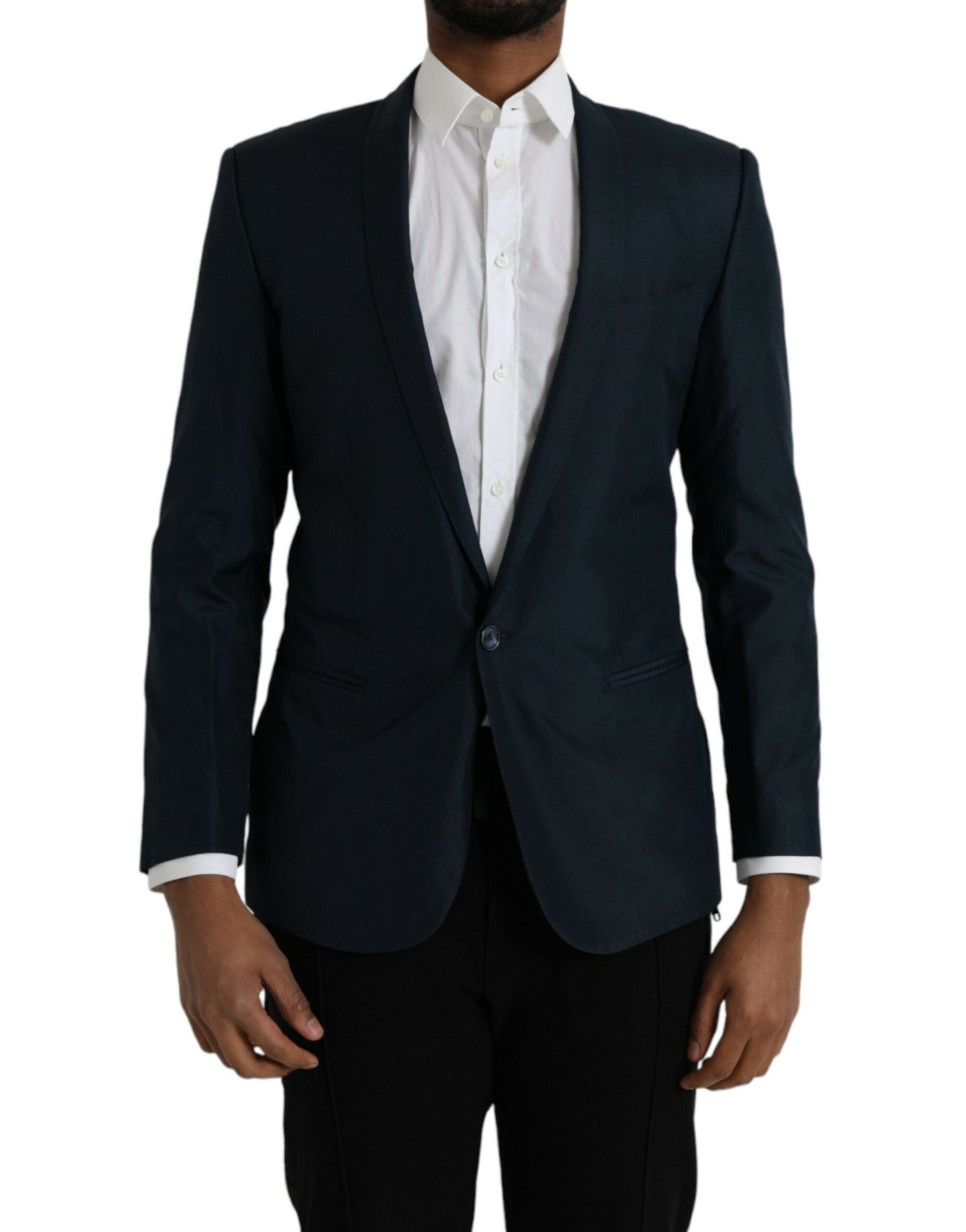 Dolce & Gabbana Blue MARTINI Shawl Single Breasted Blazer | Regal Royce