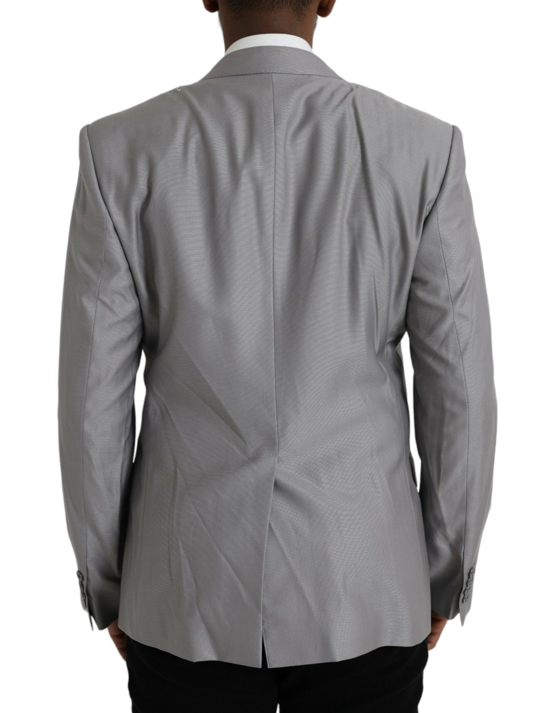 Dolce & Gabbana Gray Wool Peak Single Breasted Coat Blazer | Regal Royce