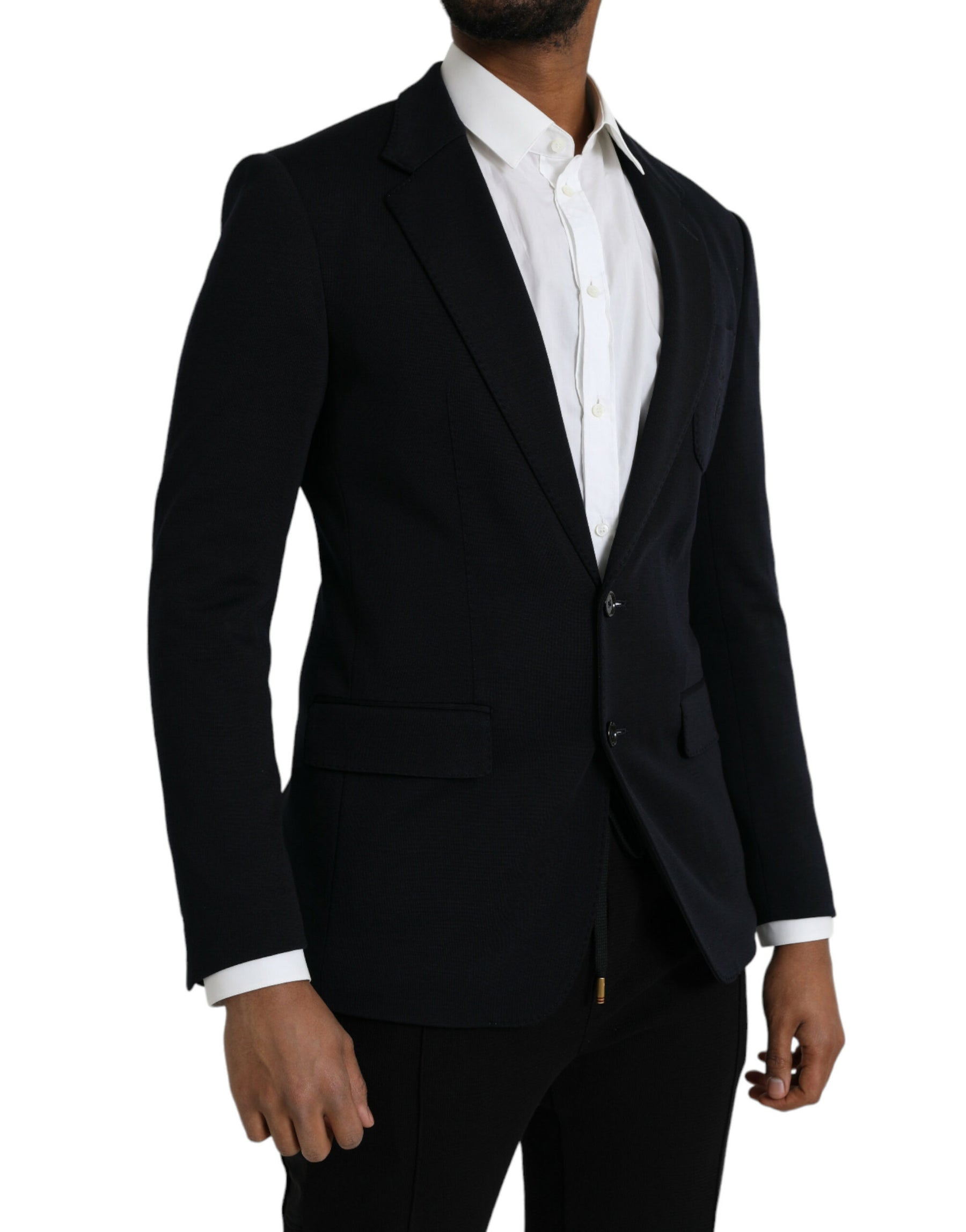 Dolce & Gabbana Black Wool Notch Single Breasted Coat Blazer | Regal Royce