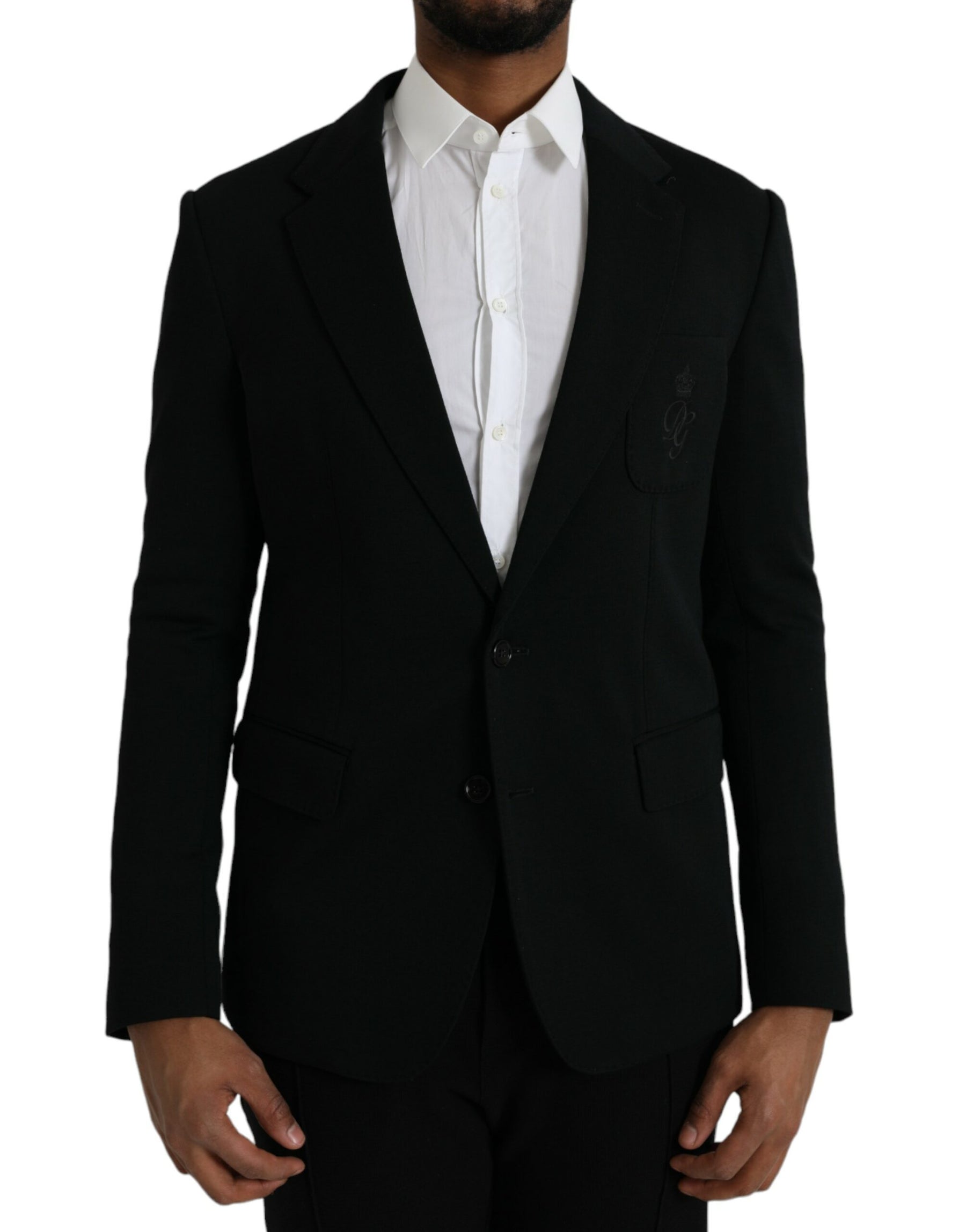 Dolce & Gabbana Black Wool Notch Single Breasted Coat Blazer | Regal Royce