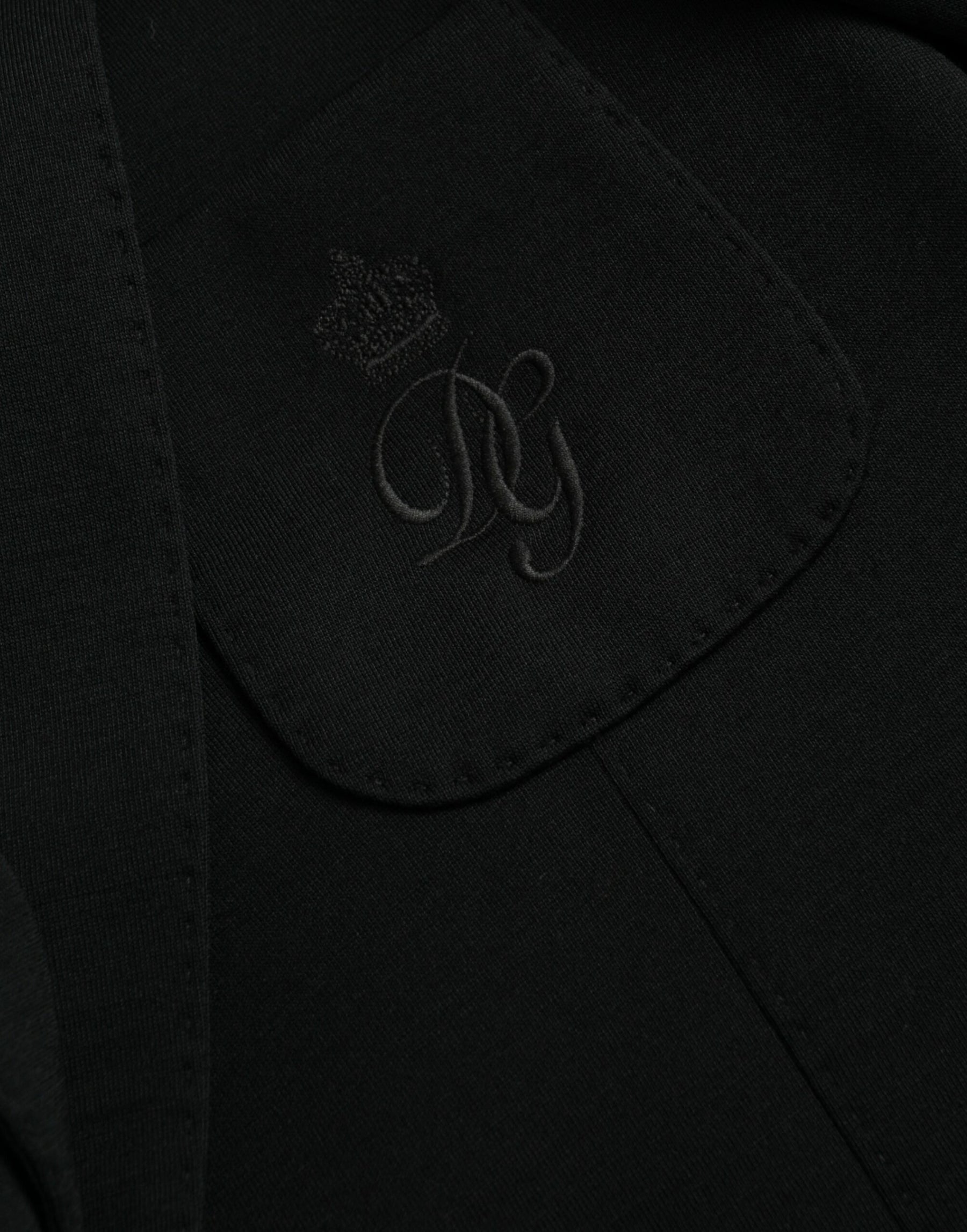 Dolce & Gabbana Black Wool Notch Single Breasted Coat Blazer | Regal Royce