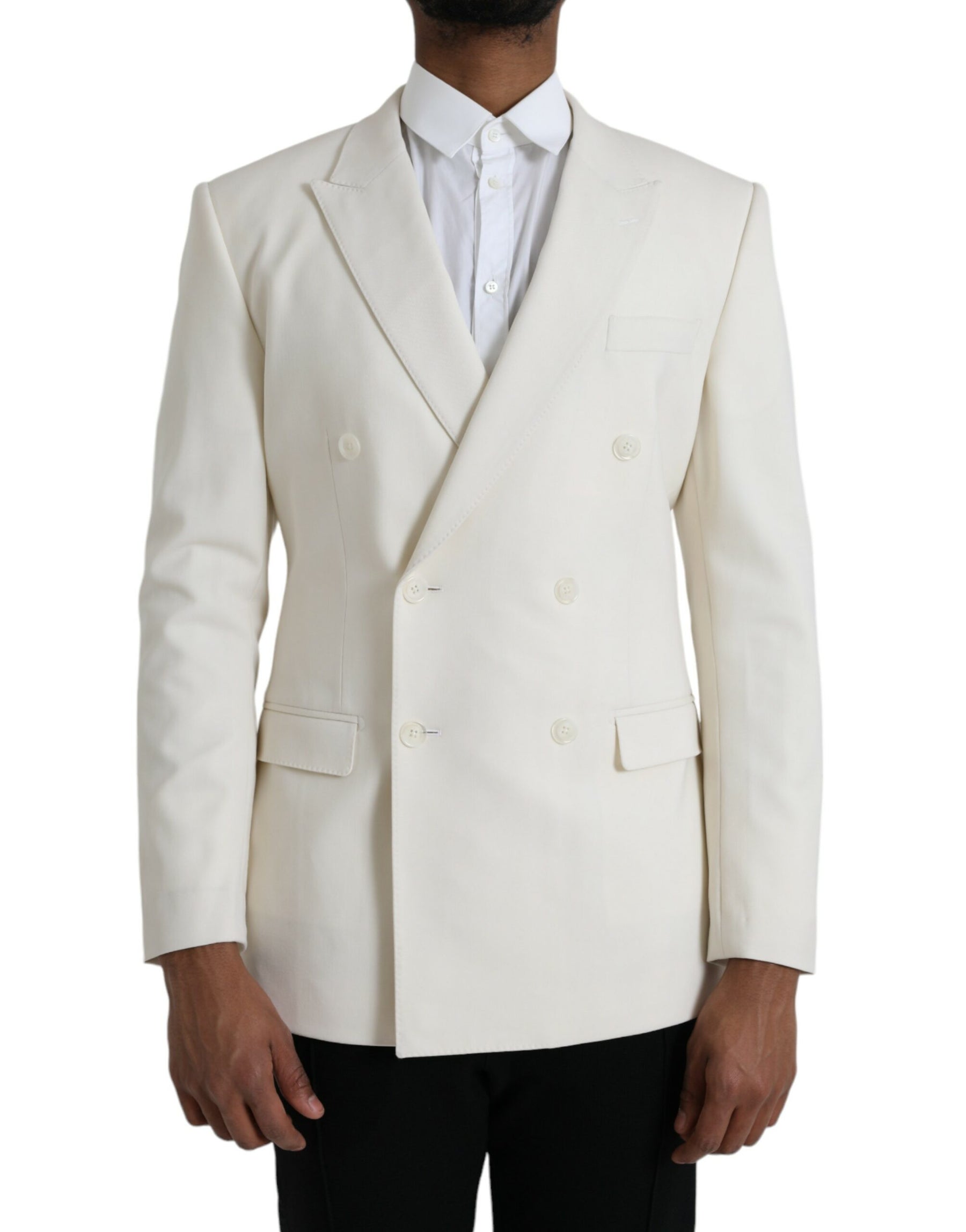 Dolce & Gabbana White Wool MARTINI Double Breasted Blazer | Regal Royce