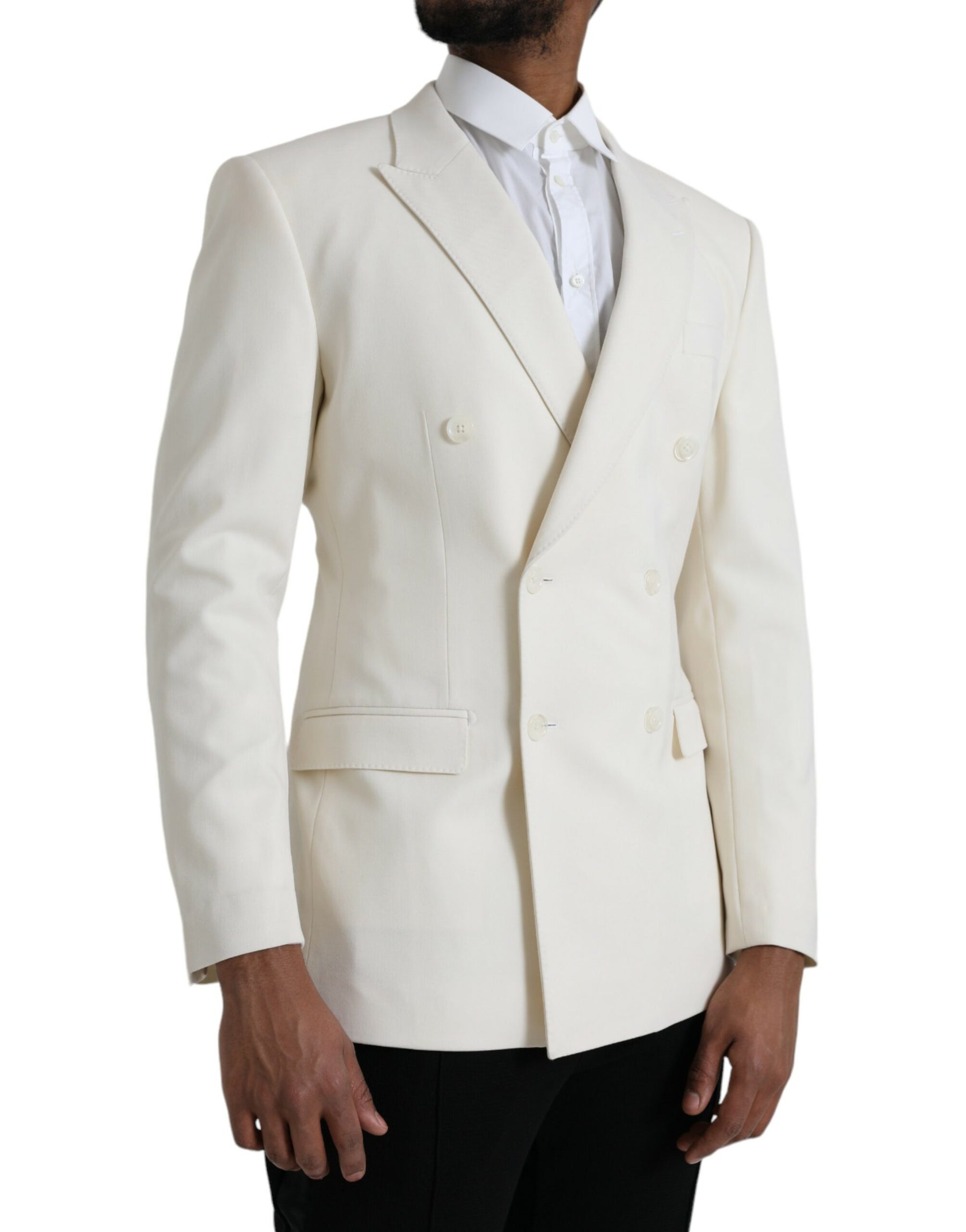 Dolce & Gabbana White Wool MARTINI Double Breasted Blazer | Regal Royce