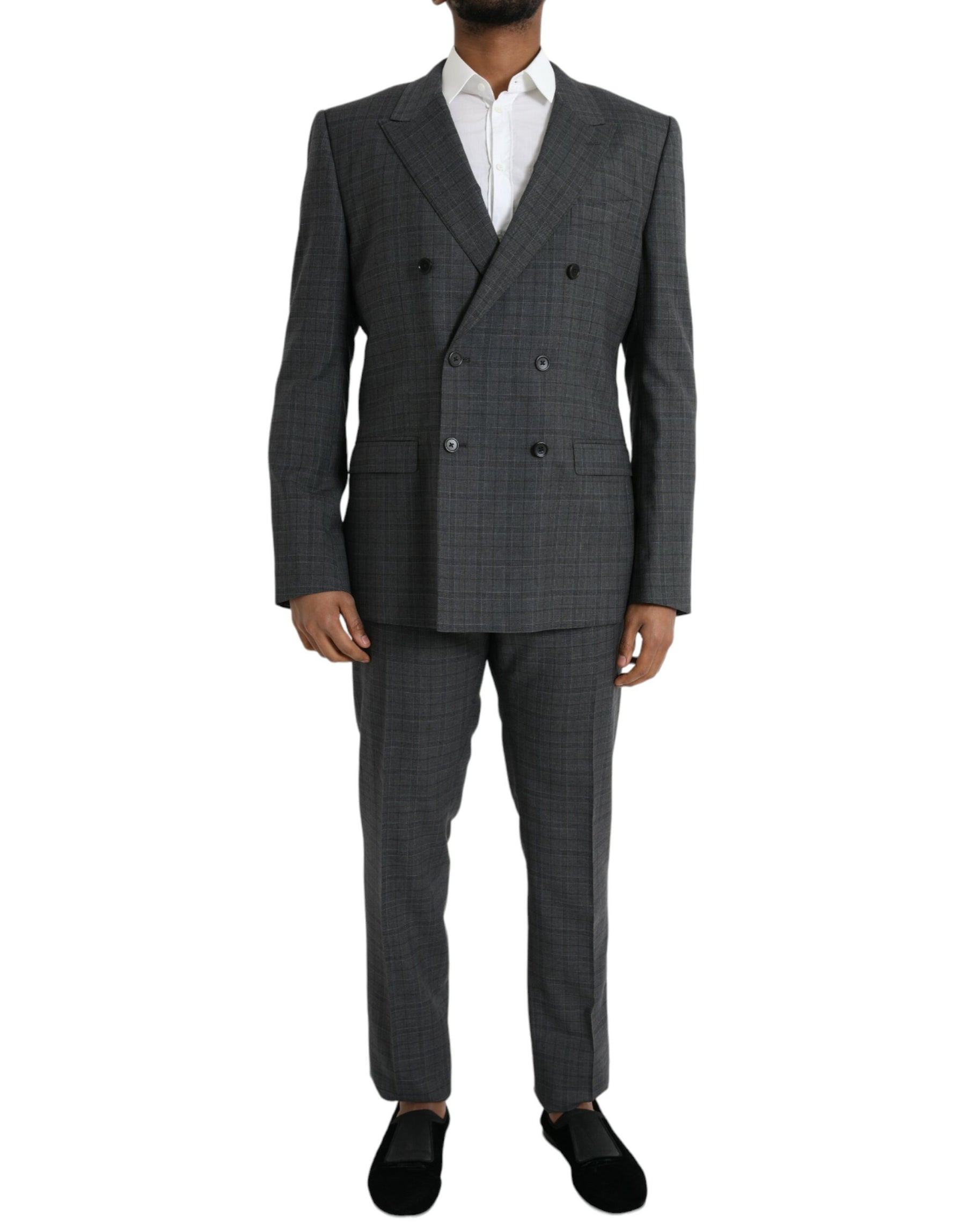 Dolce & Gabbana Gray Plaid Wool MARTINI Formal 2 Piece Suit | Regal Royce