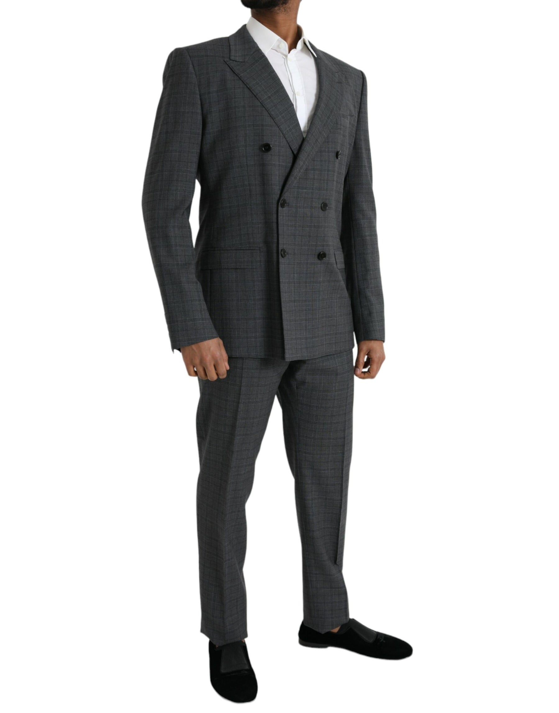 Dolce & Gabbana Gray Plaid Wool MARTINI Formal 2 Piece Suit | Regal Royce