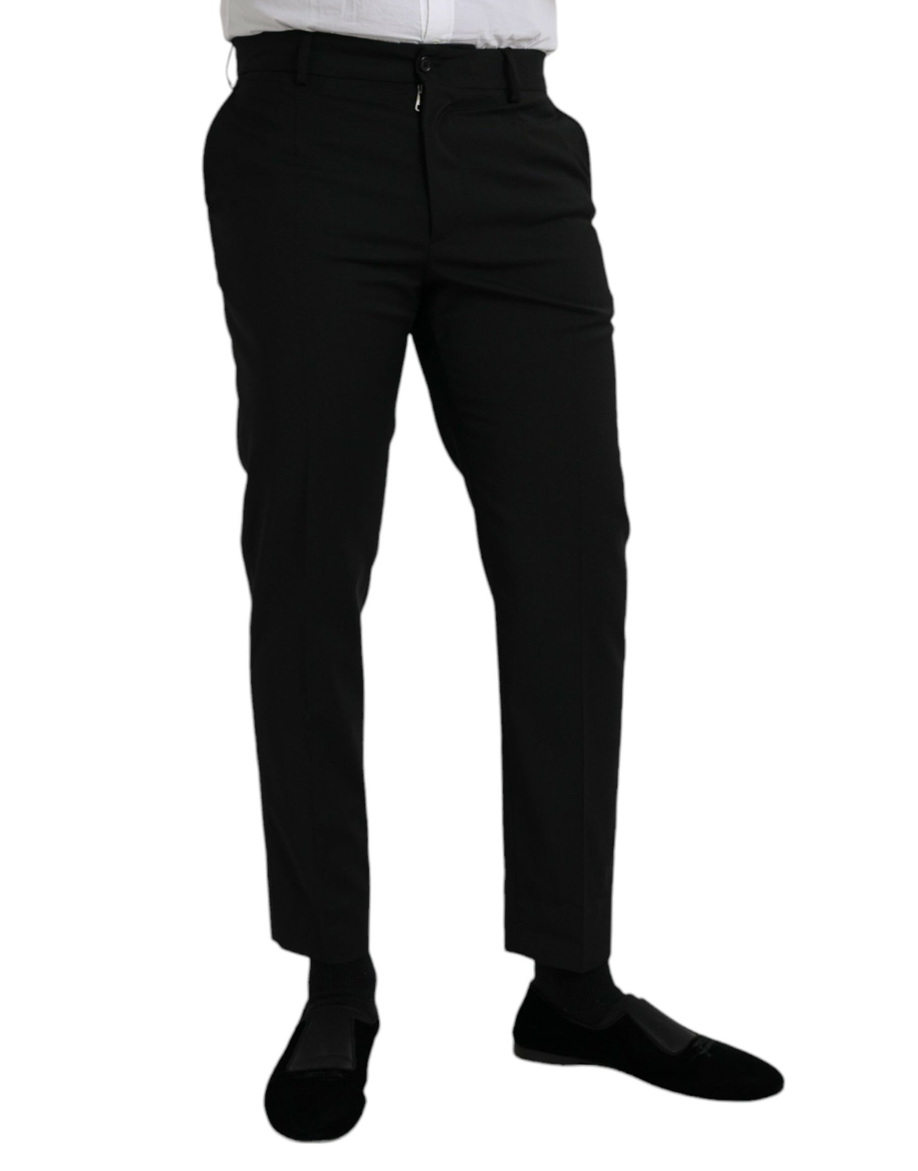 Dolce & Gabbana Black Wool SlimFit Dress Formal Pants | Regal Royce