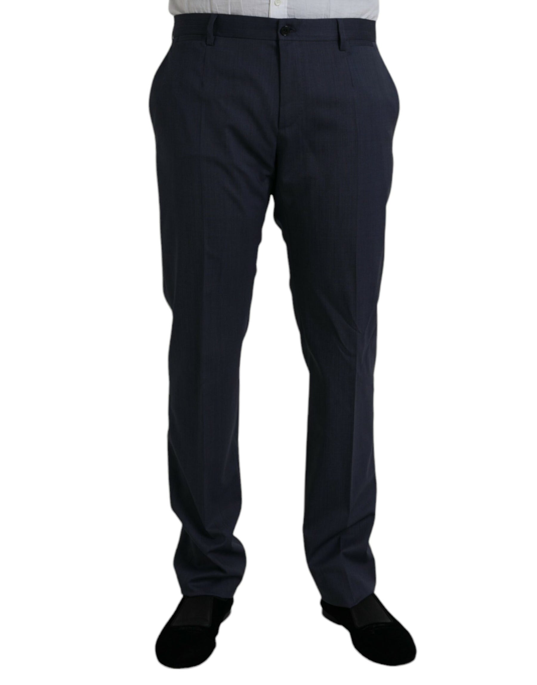 Dolce & Gabbana Blue Wool Slim Fit Dress Formal Pants | Regal Royce