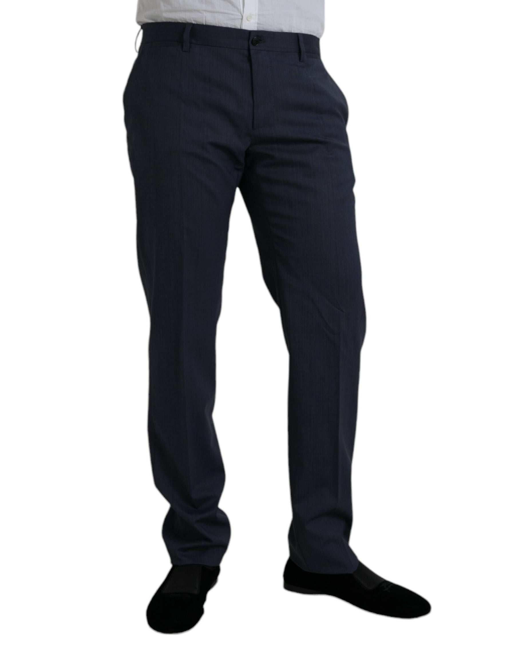 Dolce & Gabbana Blue Wool Slim Fit Dress Formal Pants | Regal Royce