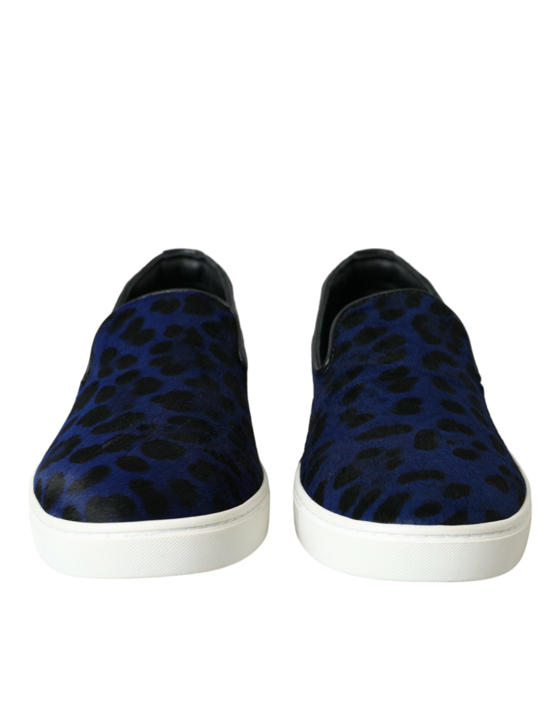 Dolce & Gabbana Blue Calfskin Hair Leopard Sneakers Shoes | Regal Royce