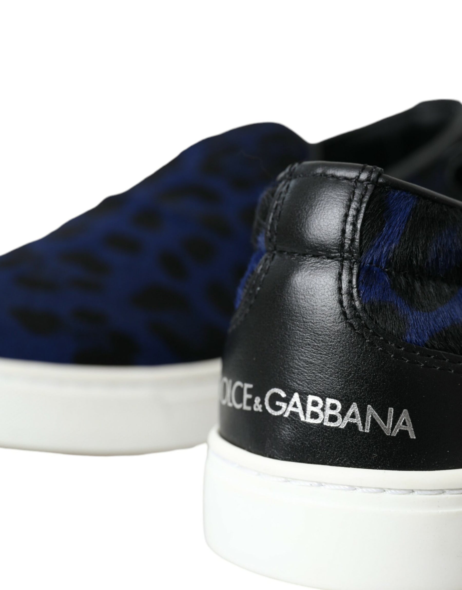 Dolce & Gabbana Blue Calfskin Hair Leopard Sneakers Shoes | Regal Royce