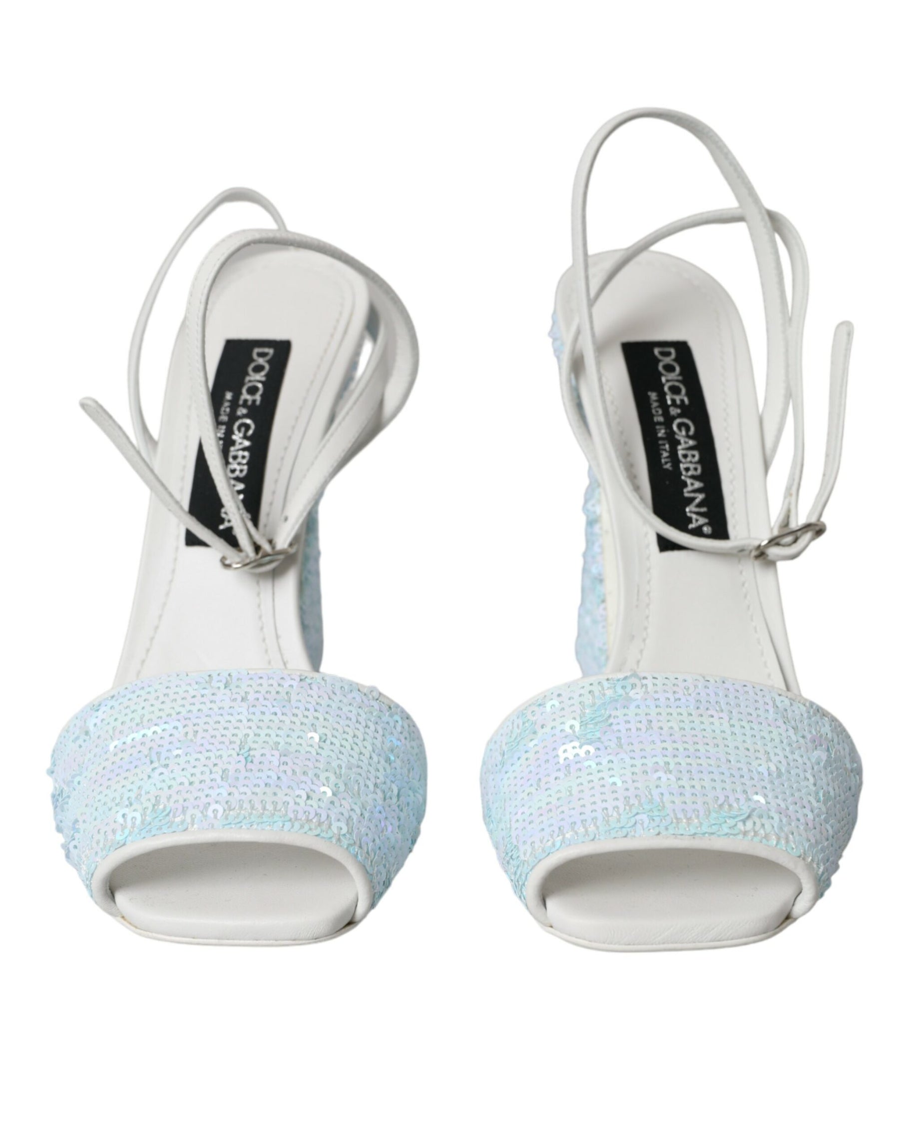 Dolce & Gabbana Light Blue Sequin Ankle Strap Sandals Shoes | Regal Royce