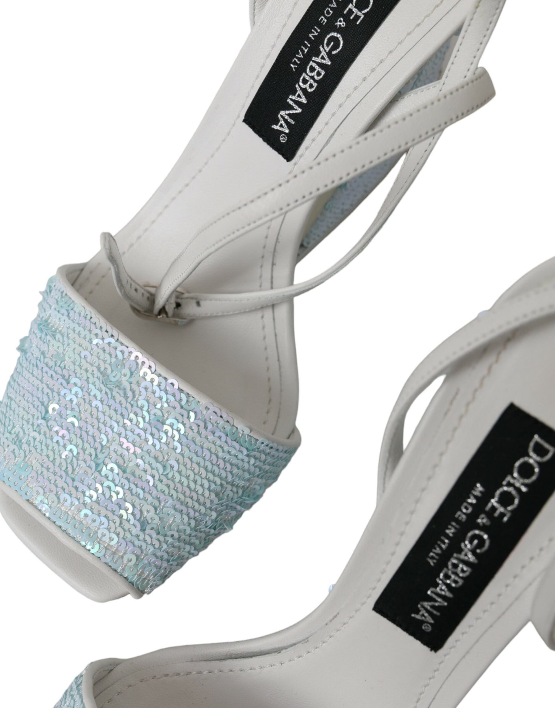 Dolce & Gabbana Light Blue Sequin Ankle Strap Sandals Shoes | Regal Royce