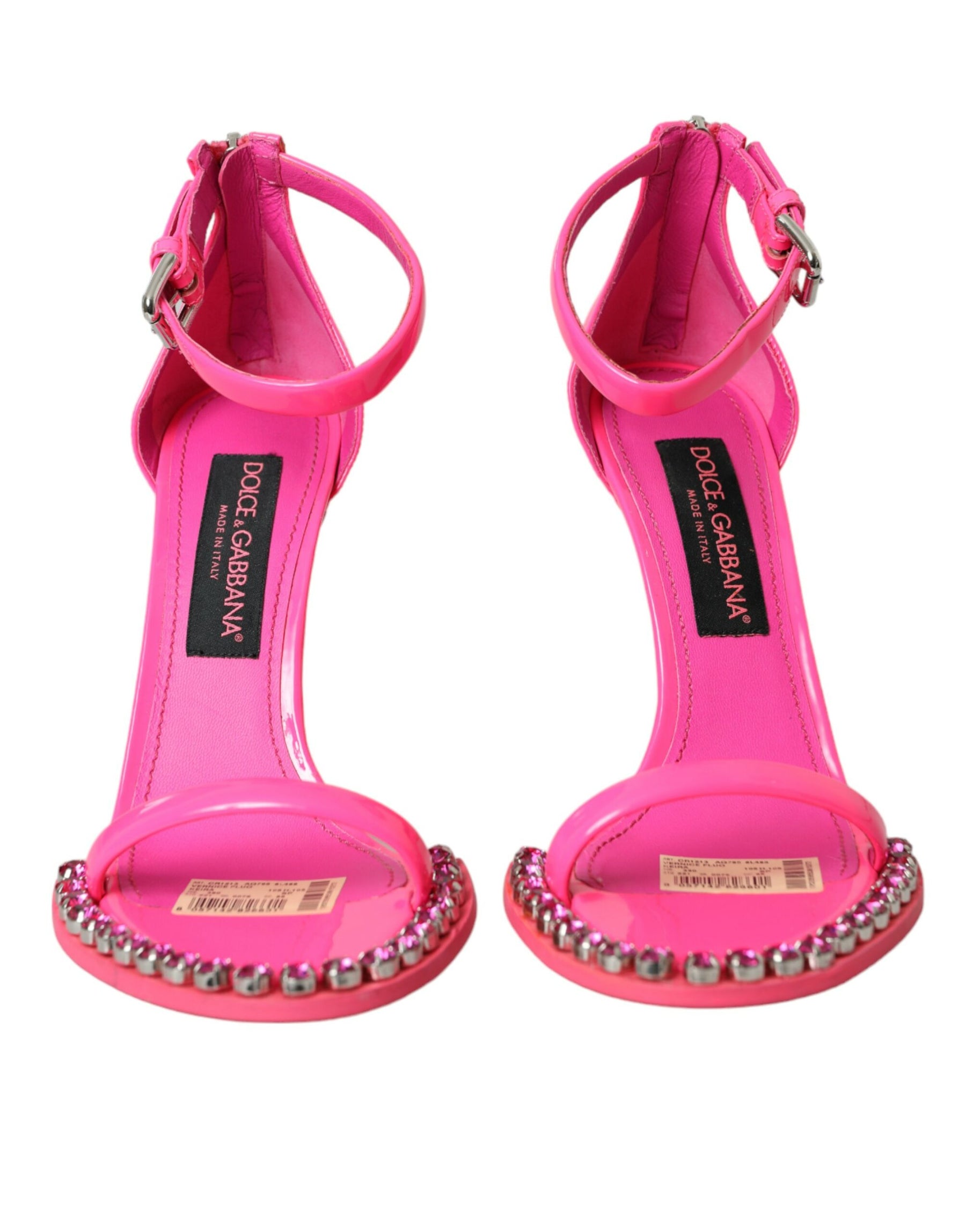 Dolce & Gabbana Pink Leather Crystal Heels Sandals Shoes | Regal Royce