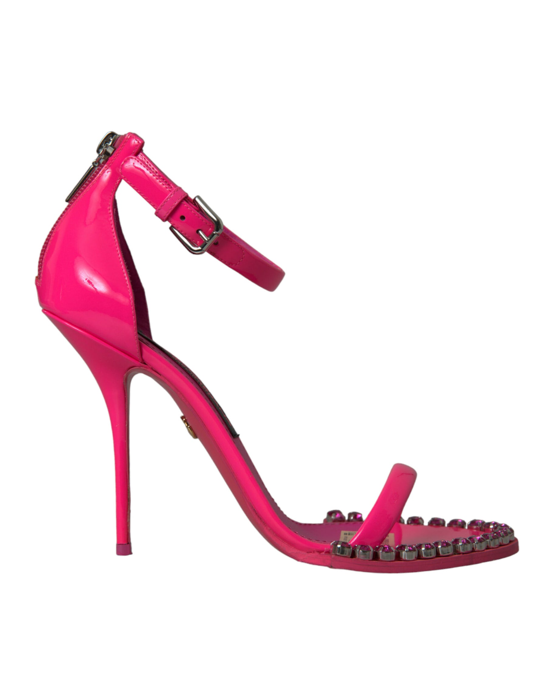 Dolce & Gabbana Pink Leather Crystal Heels Sandals Shoes | Regal Royce