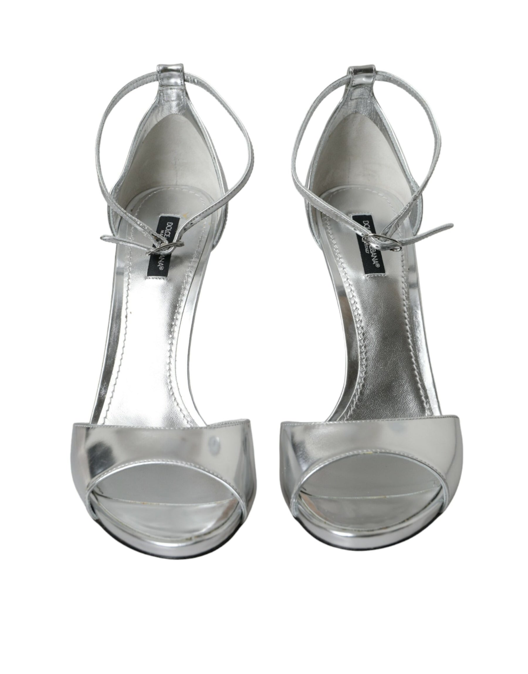 Dolce & Gabbana Silver KEIRA Leather Heels Sandals Shoes | Regal Royce