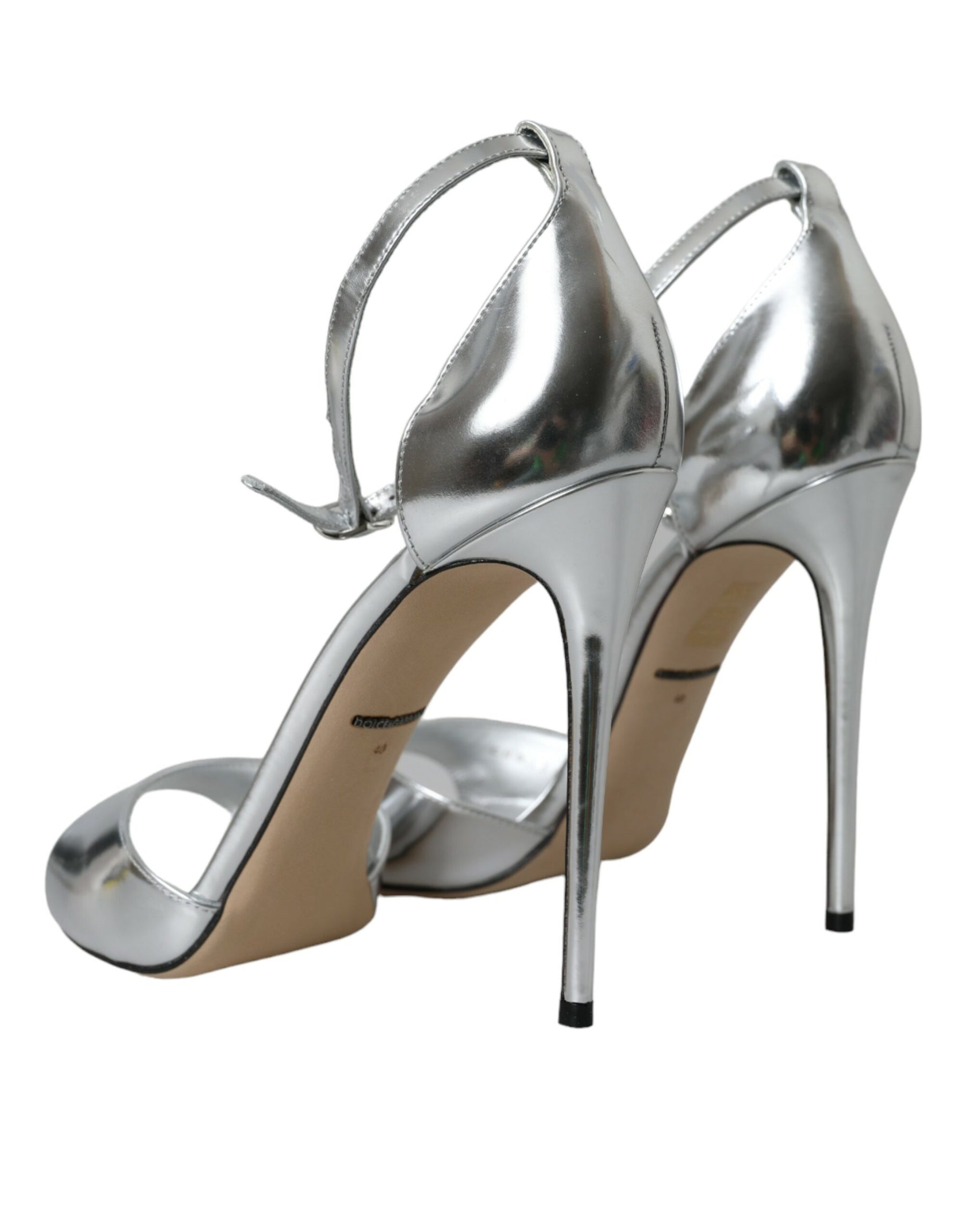 Dolce & Gabbana Silver KEIRA Leather Heels Sandals Shoes | Regal Royce